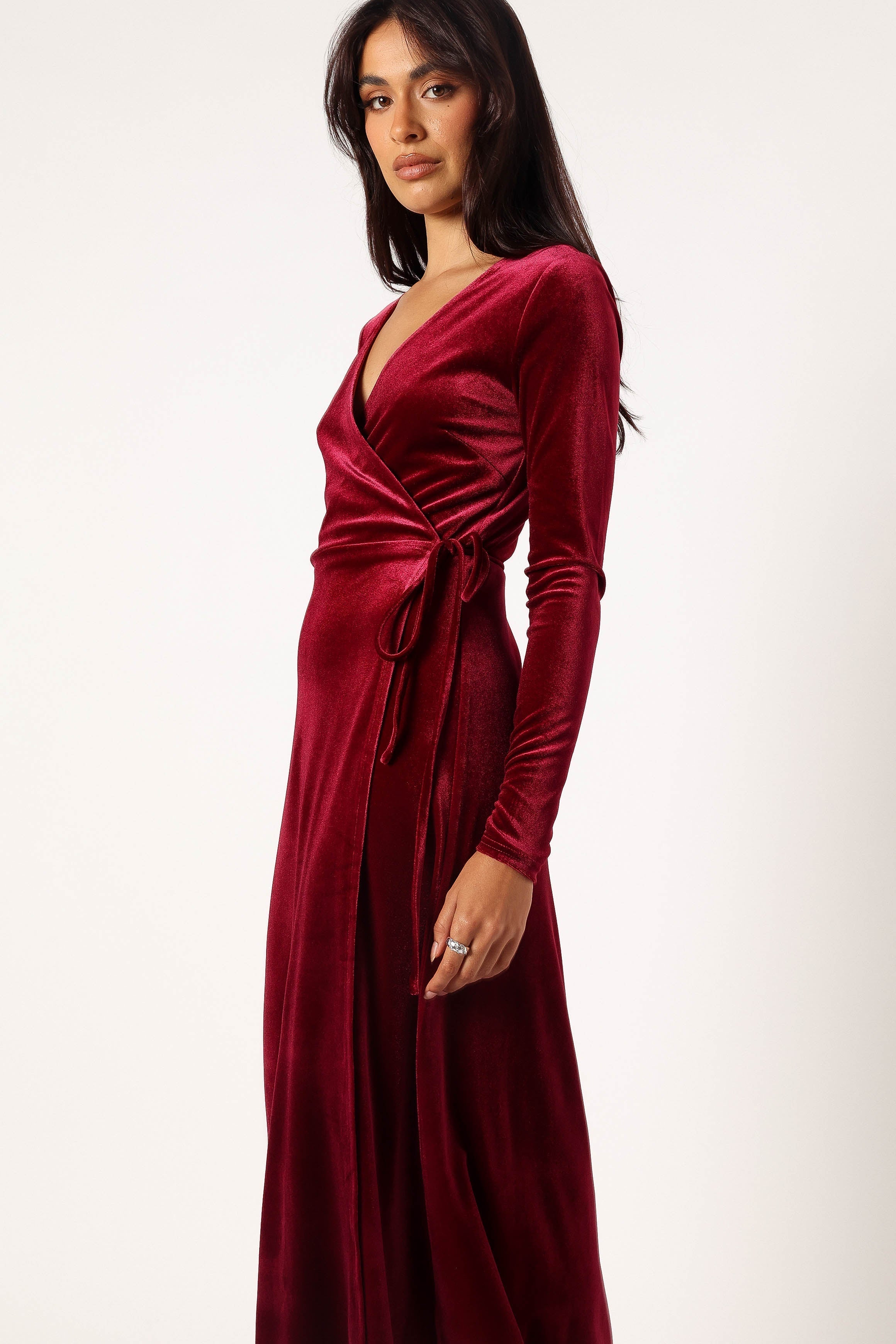 Darby Long Sleeve Midi Dress - Burgundy