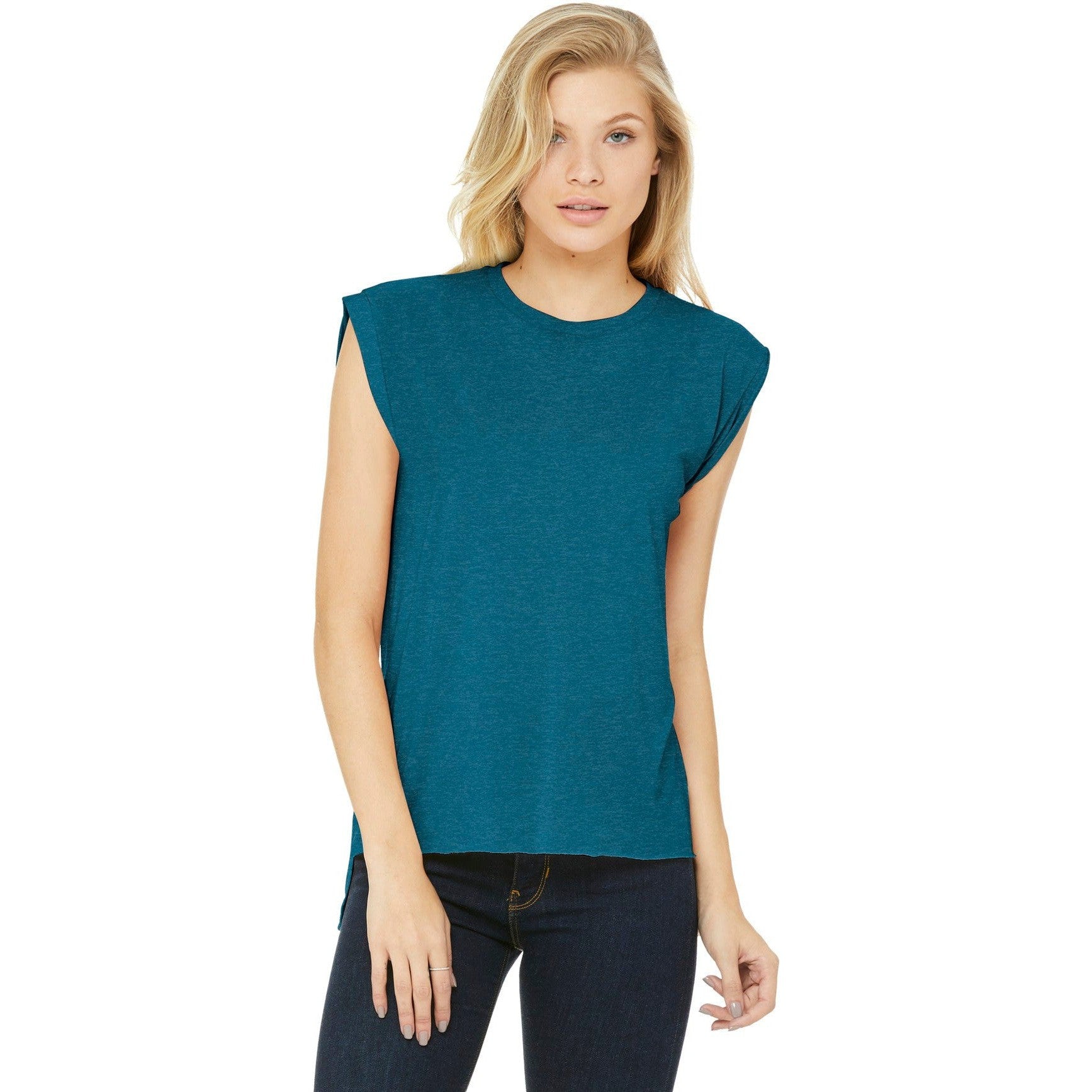 CLOSEOUT - BELLA+CANVAS Women's Flowy Muscle Tee With Rolled Cuffs