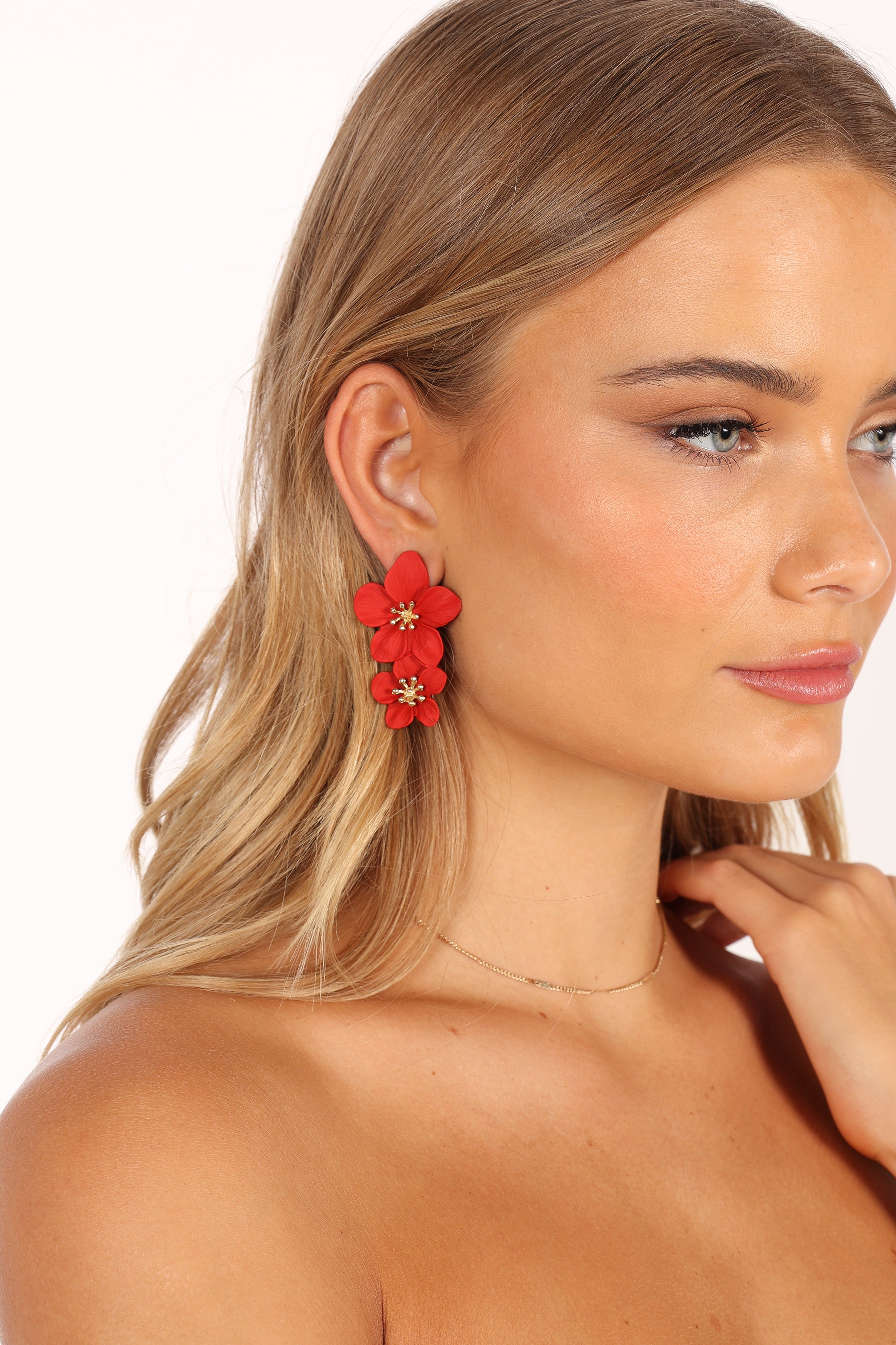 Claret Statement Earrings - Red