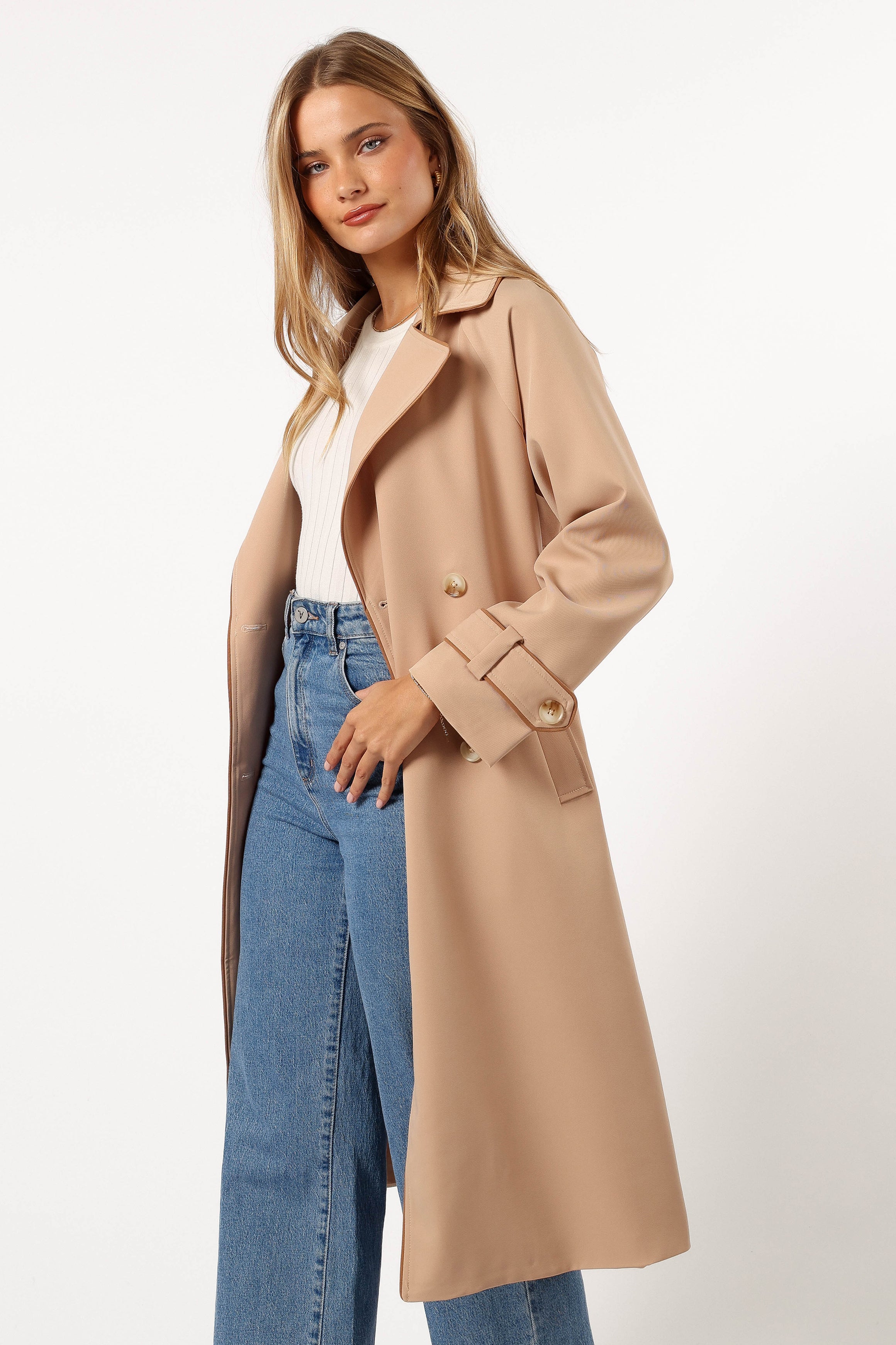 Cayenne Contrast Binding Trench Coat - Camel