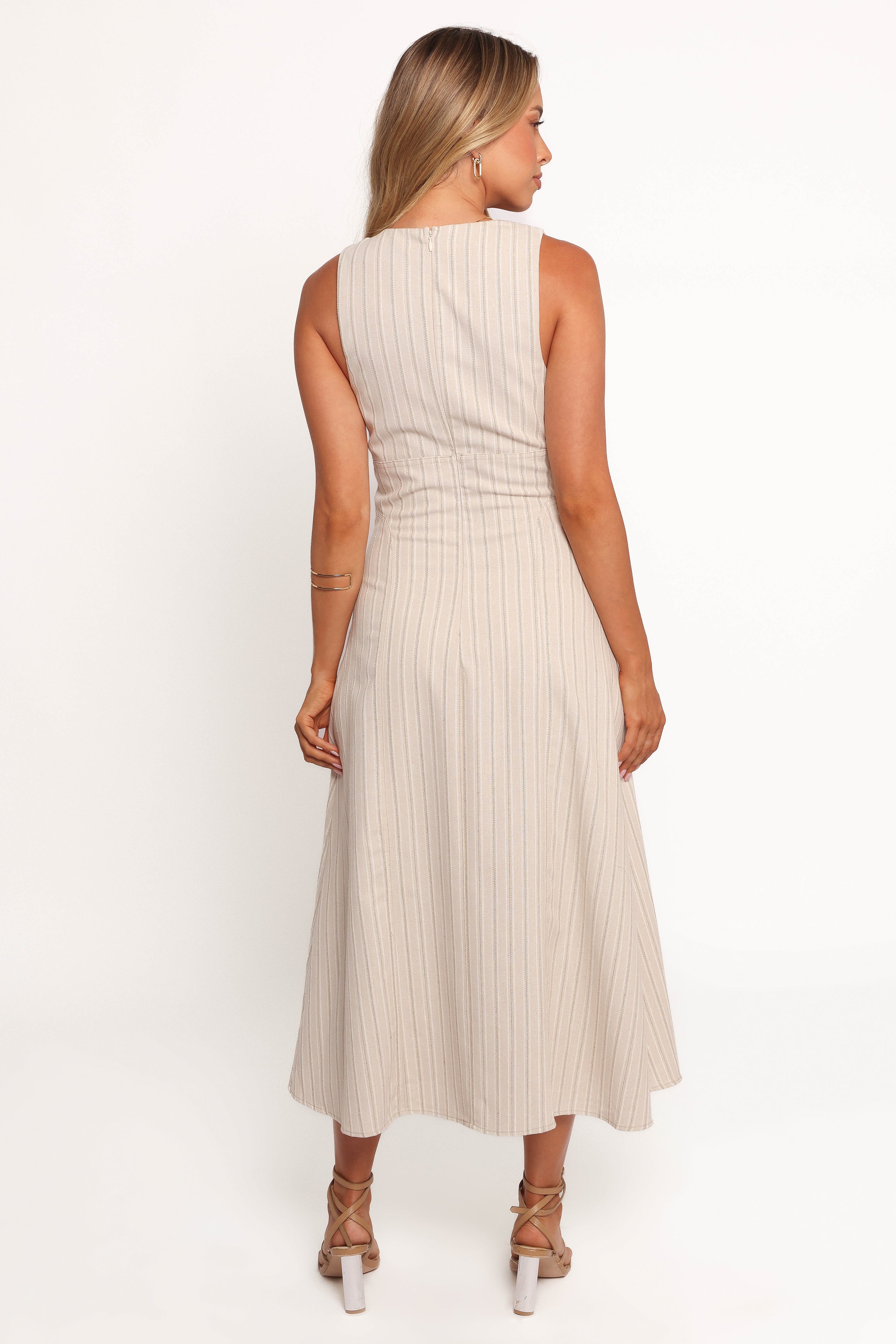 Aisling Midi Dress - Beige Gold