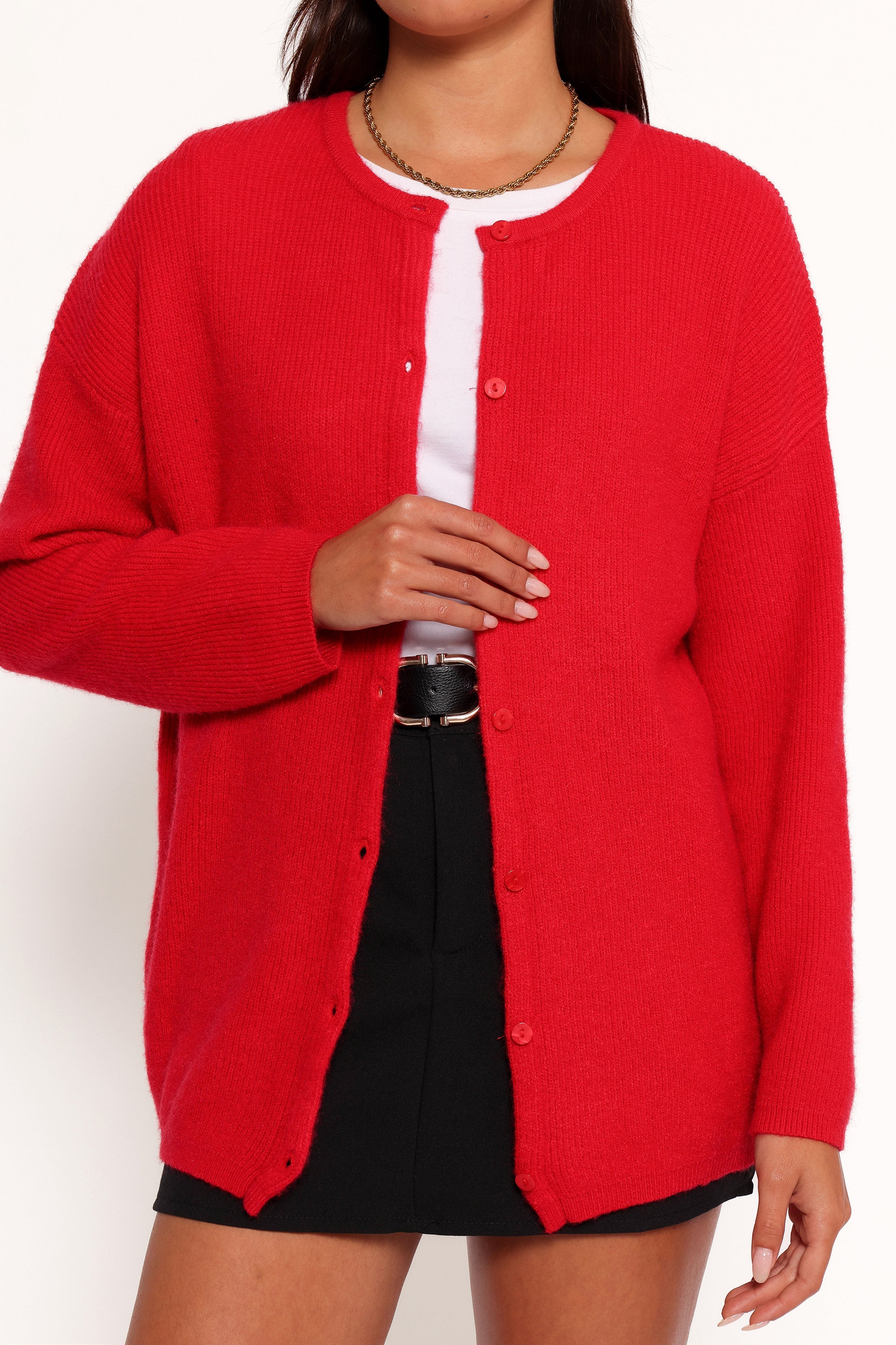 Astor Classic Button Up Cardigan - Red