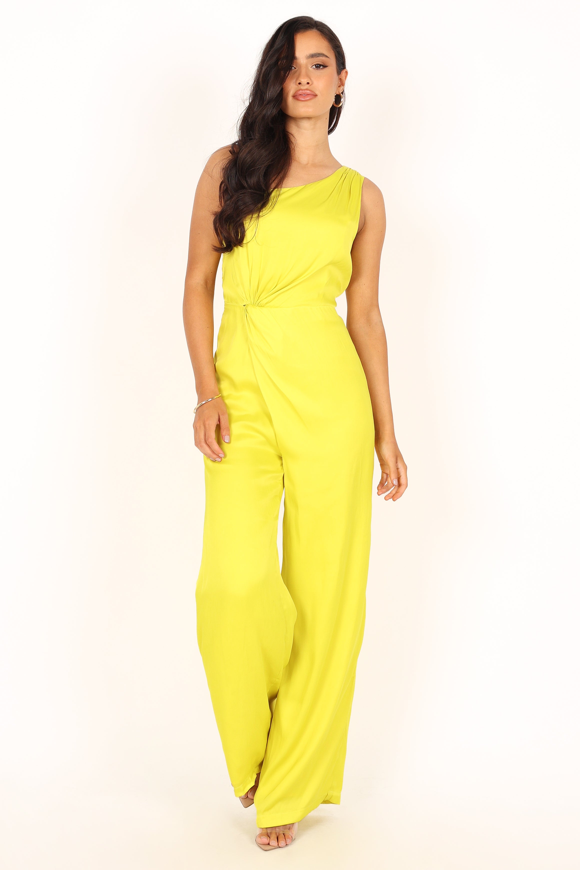 Isabel One Shoulder Jumpsuit - Lime