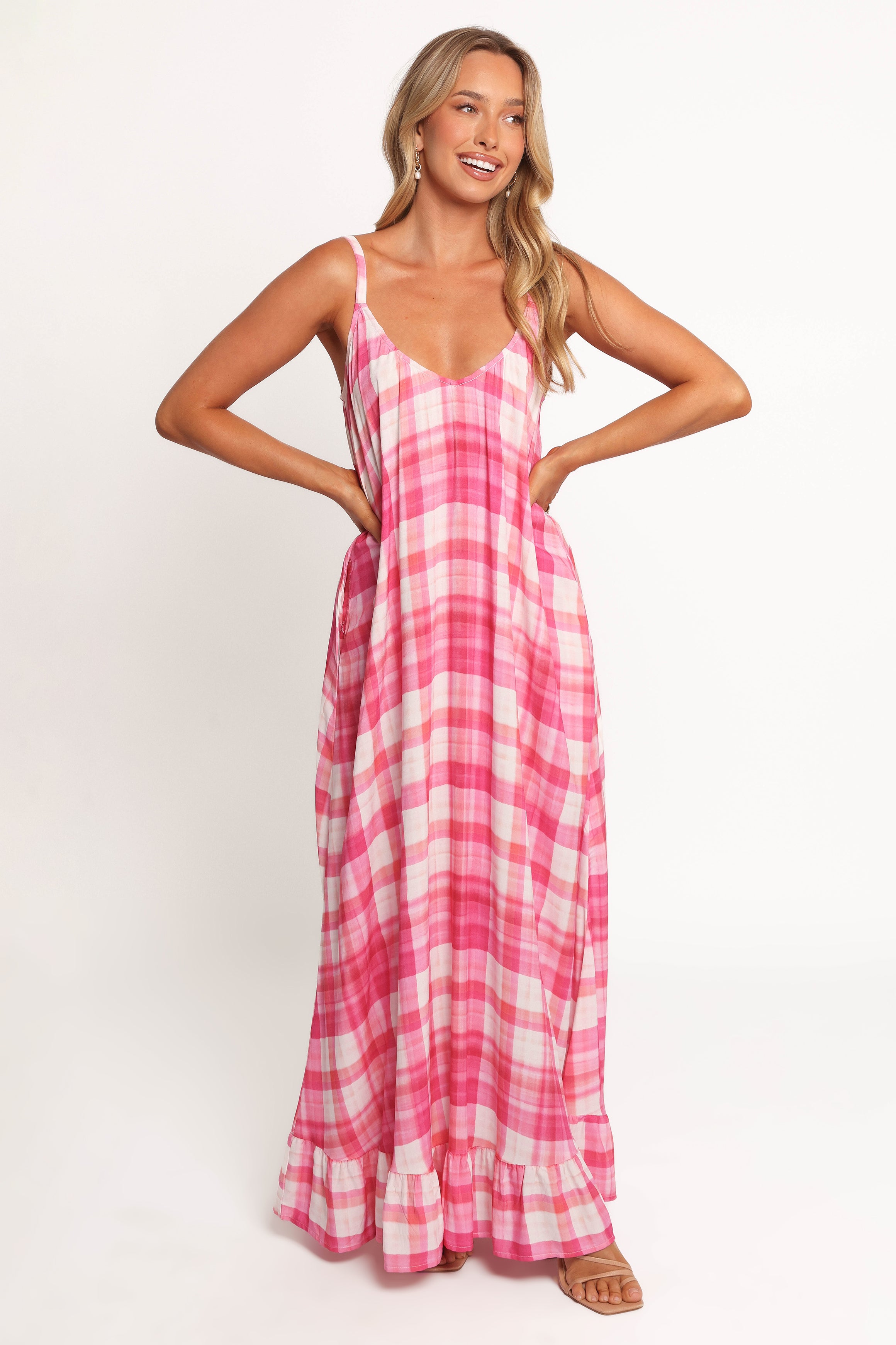 Perle Maxi Dress - Pink Check