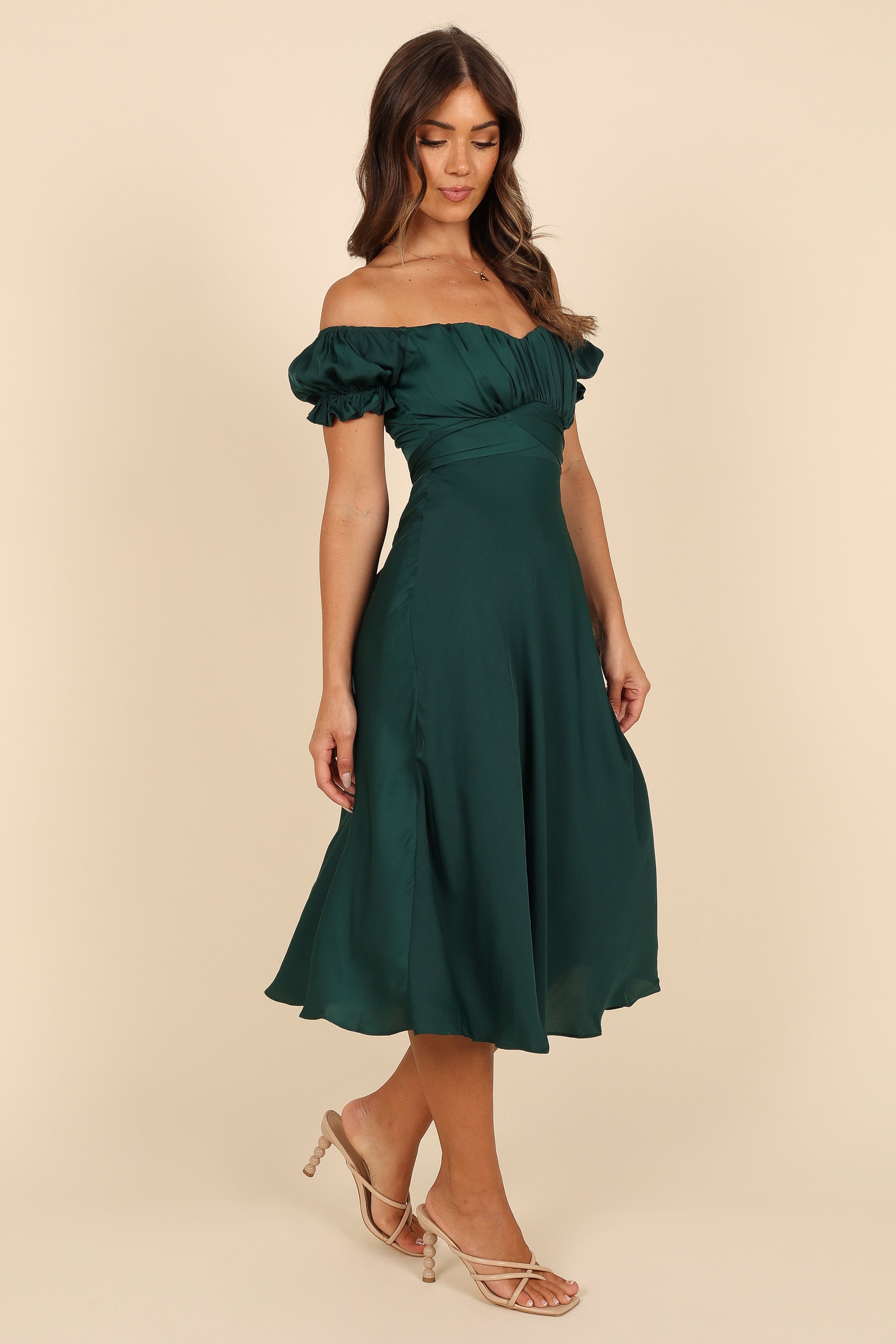 Mickenna Sweetheart Frill Midi Dress - Emerald