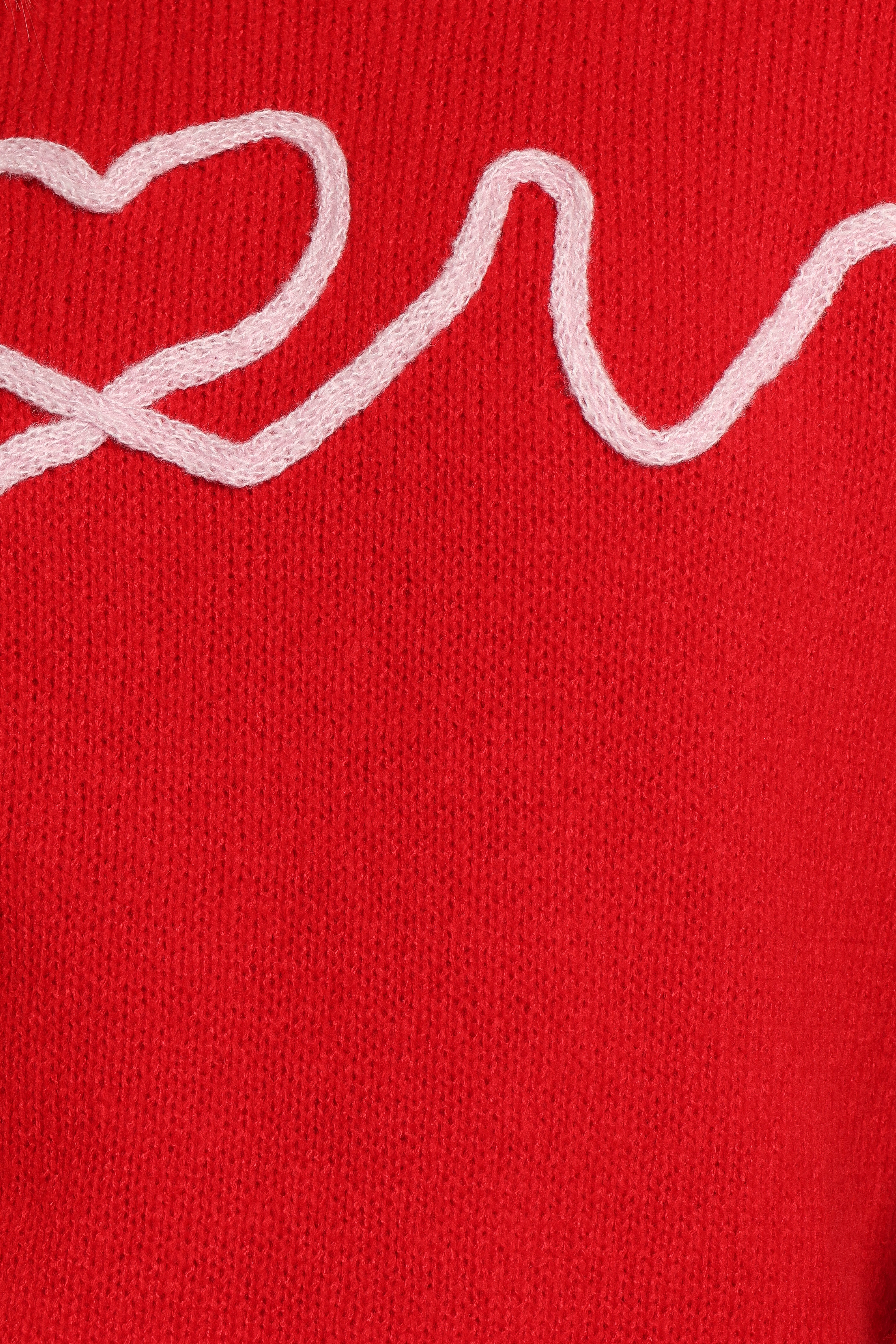 Love Embroidered Knit Sweater - Red