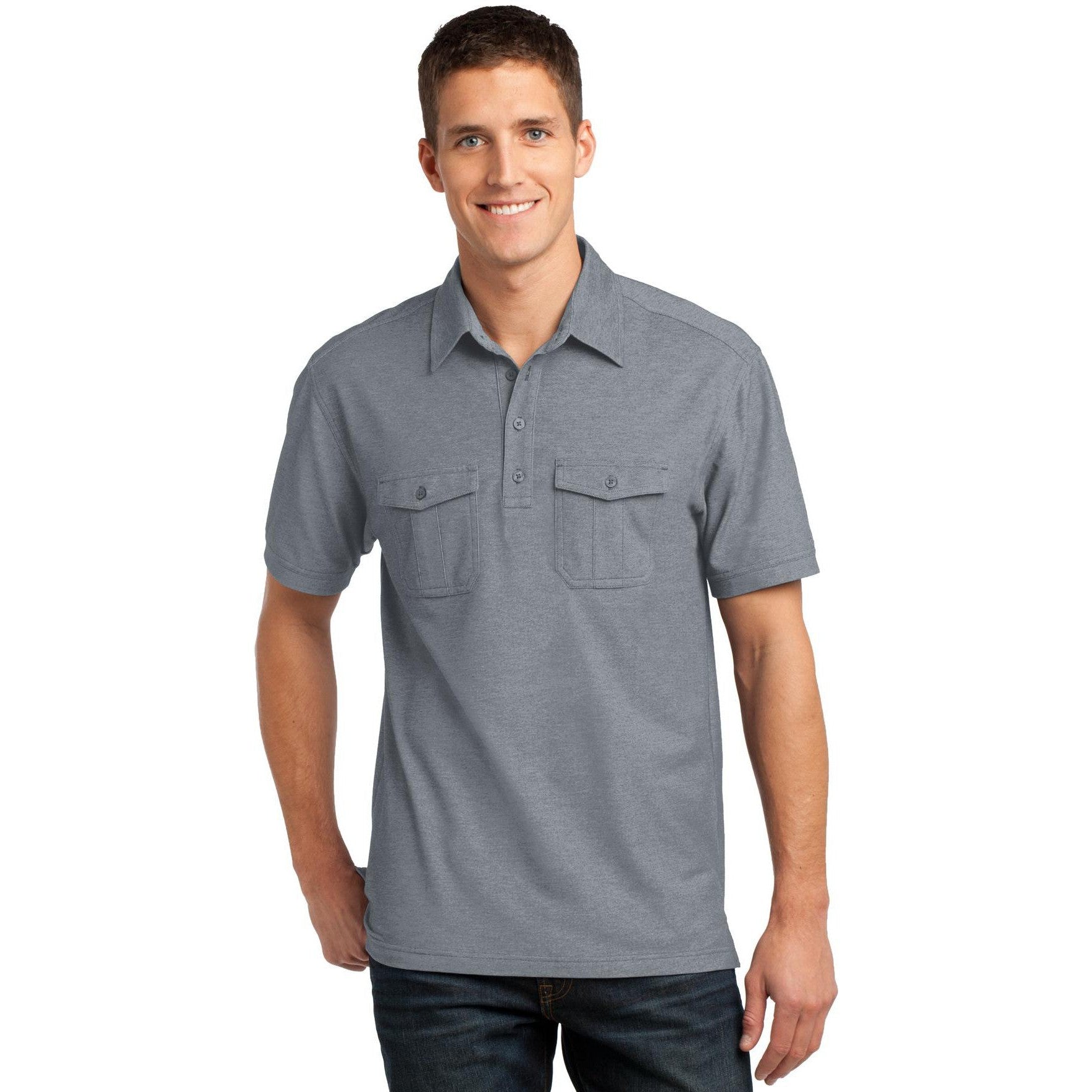 CLOSEOUT - Port Authority Oxford Pique Double Pocket Polo