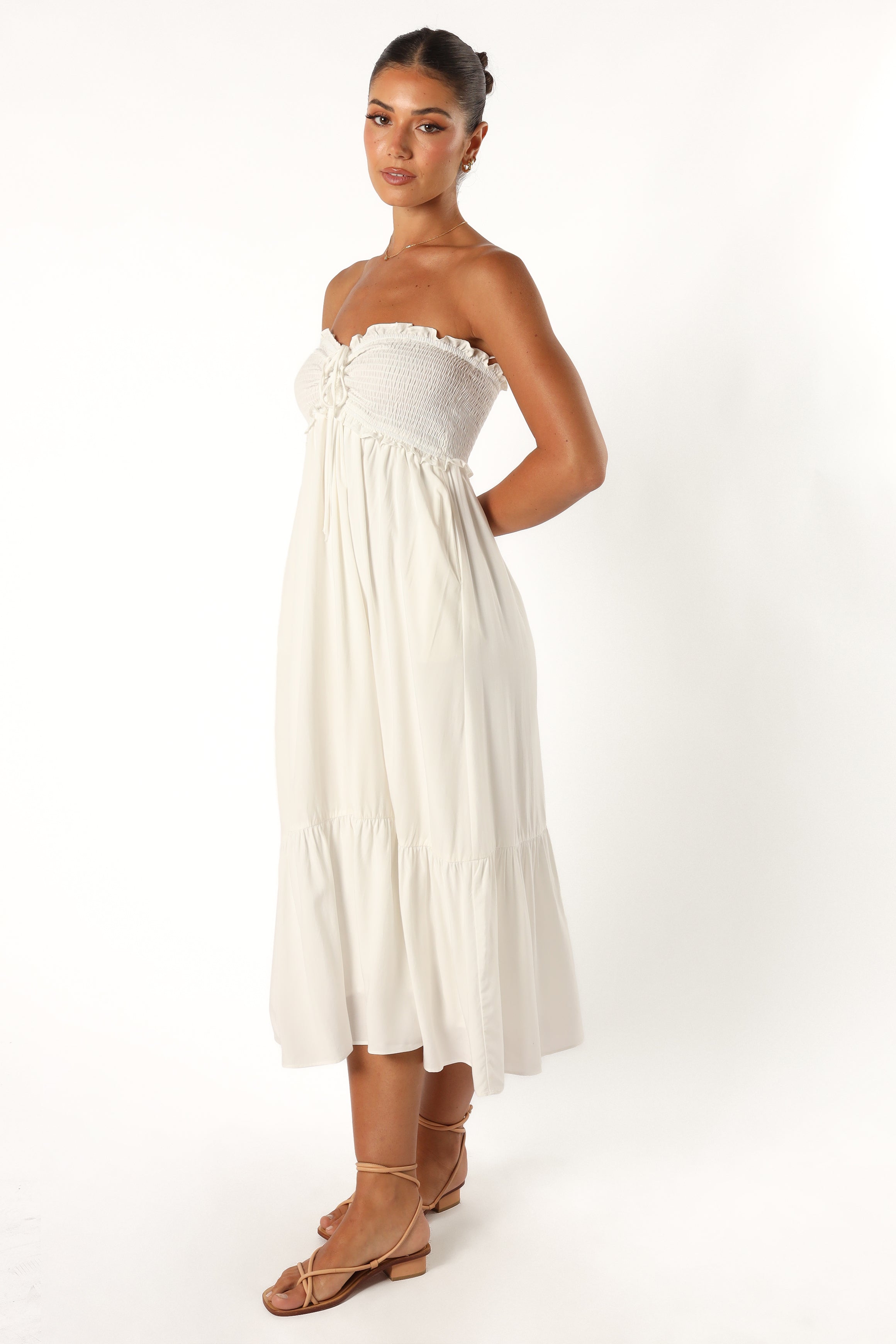 Dayton Strapless Midi Dress - White