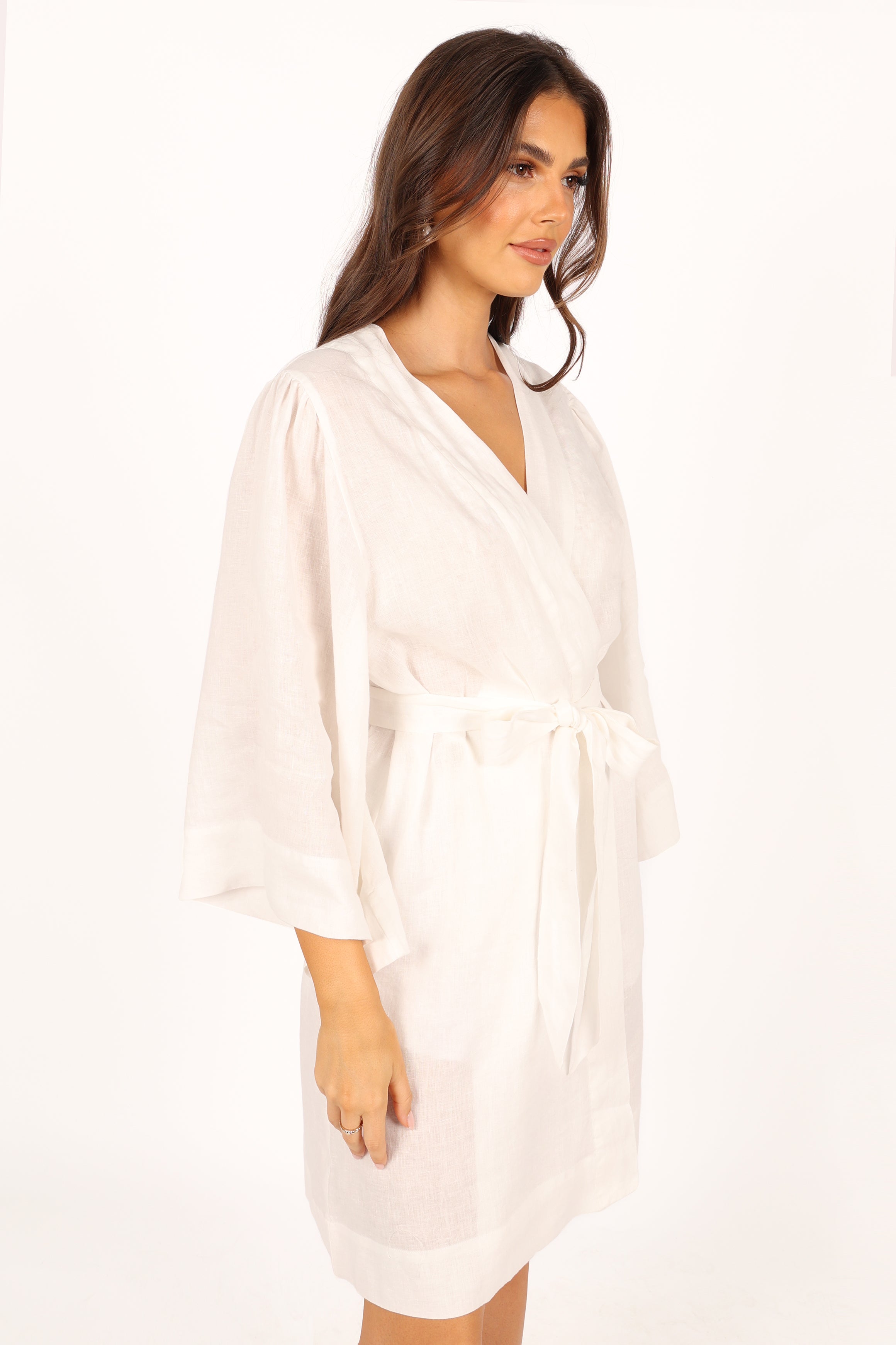 Nuala Linen Robe - Ivory