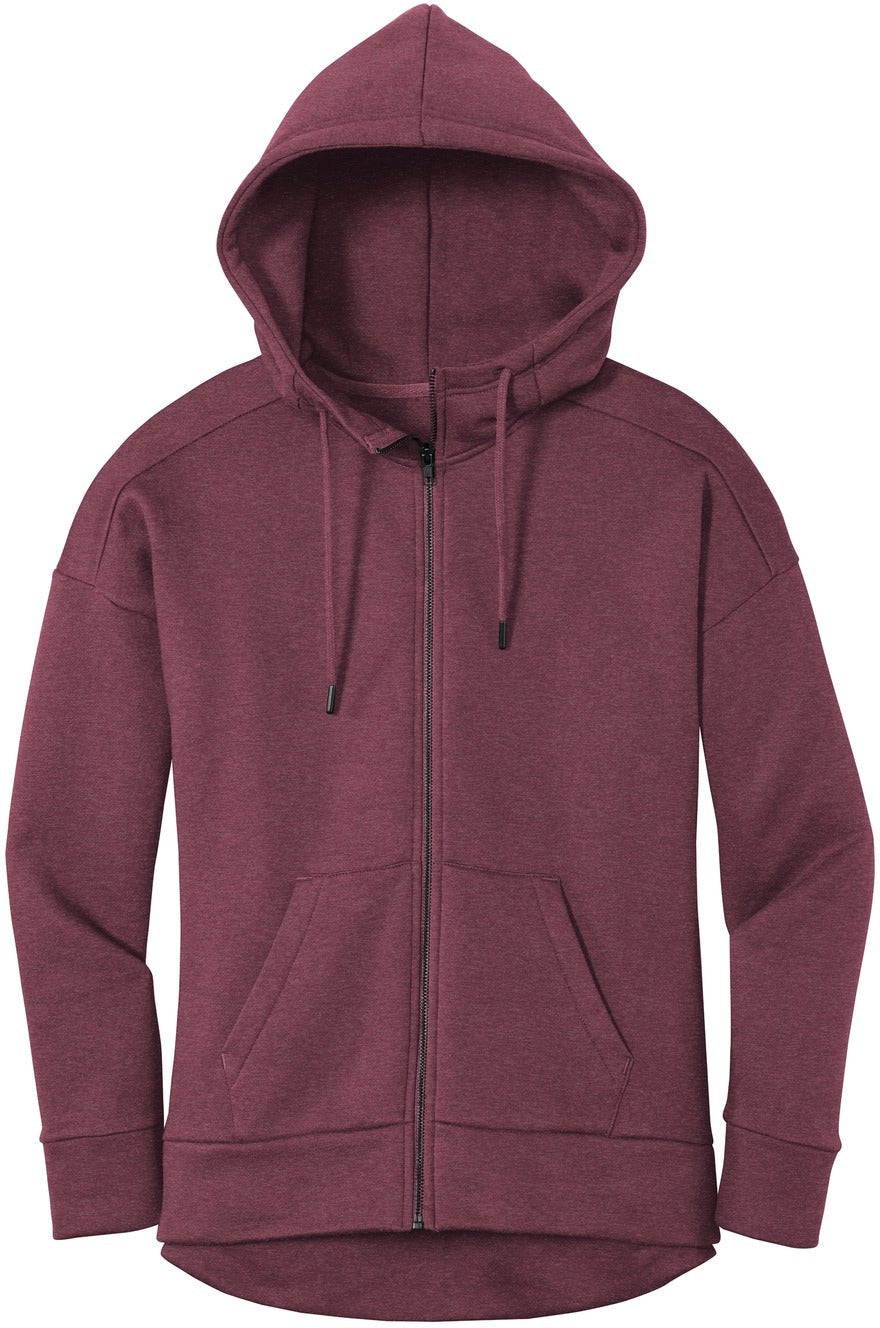 OUTLET-District Ladies Perfect Weight Fleece Drop Shoulder Full-Zip Hoodie