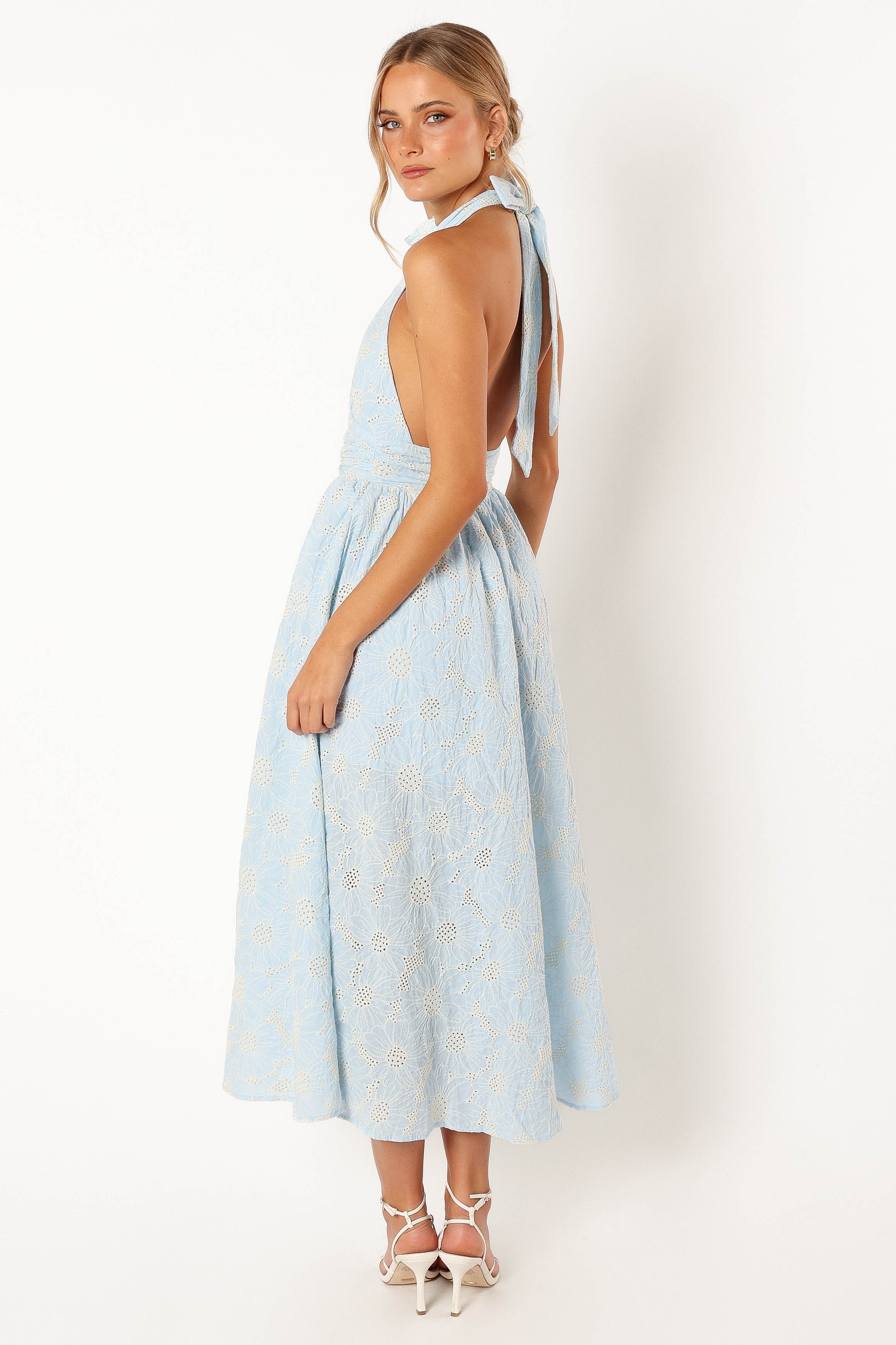 Taila Halterneck Midi Dress - Blue Floral