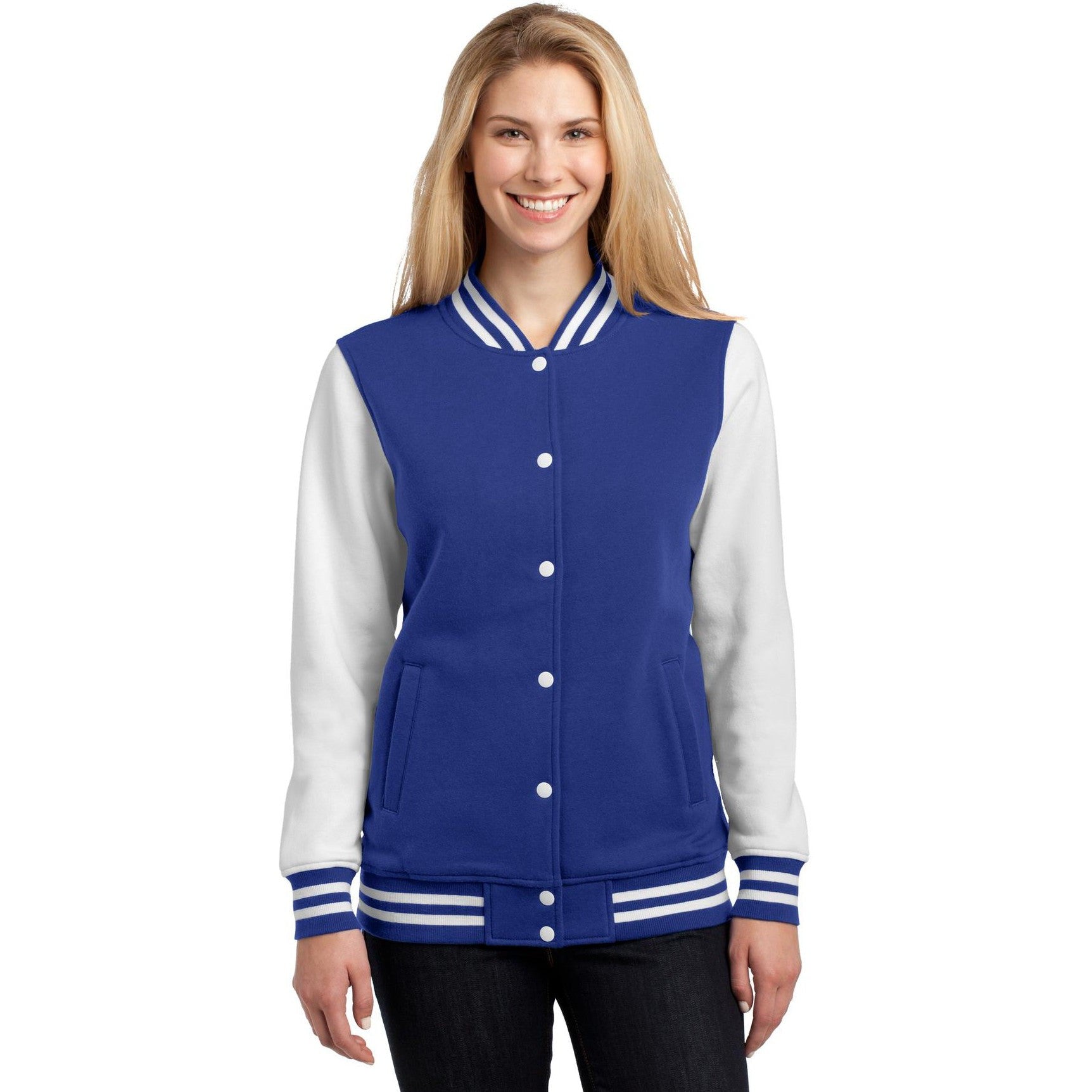 CLOSEOUT - Sport-Tek Ladies Fleece Letterman Jacket