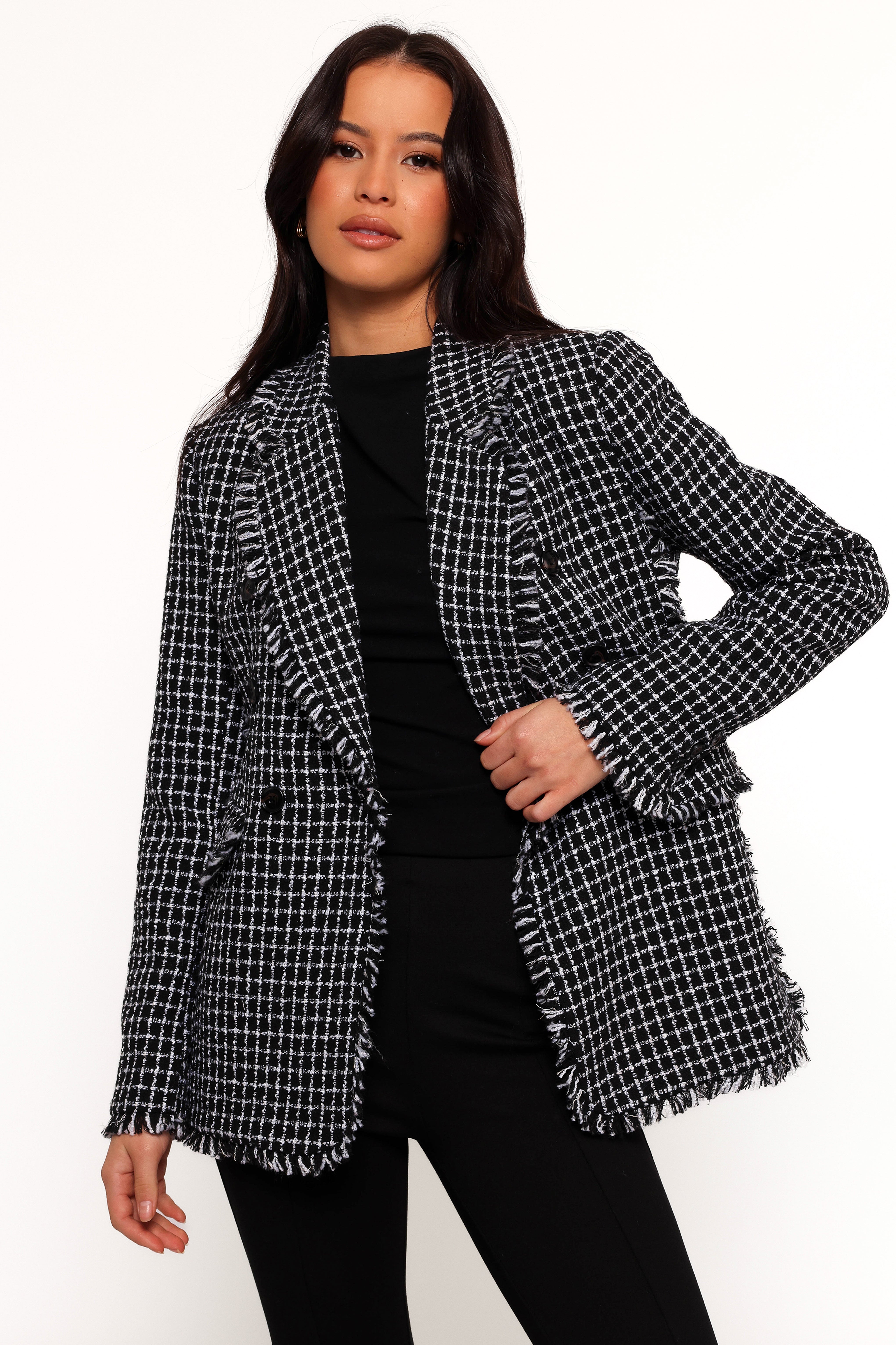 Rocco Hem Blazer - Black/White