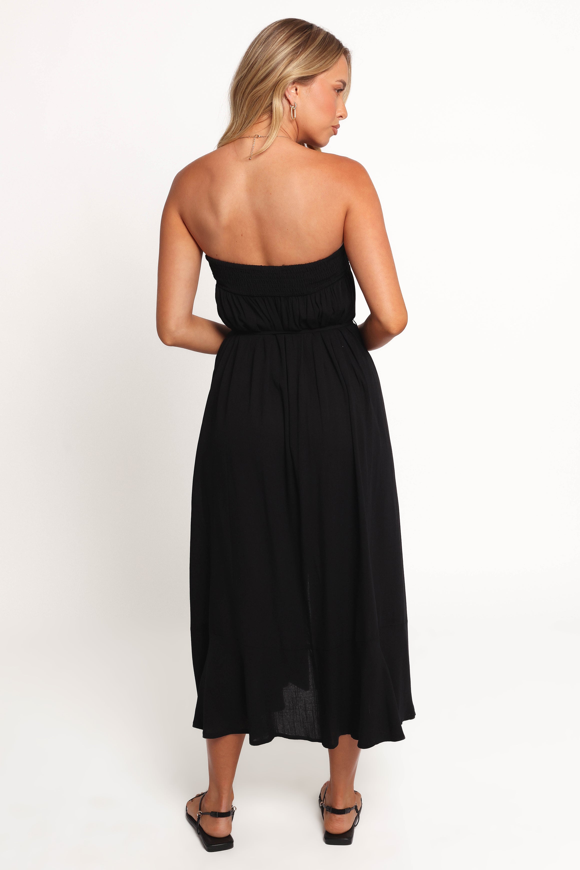 Nerea Midi Strapless Dress - Black