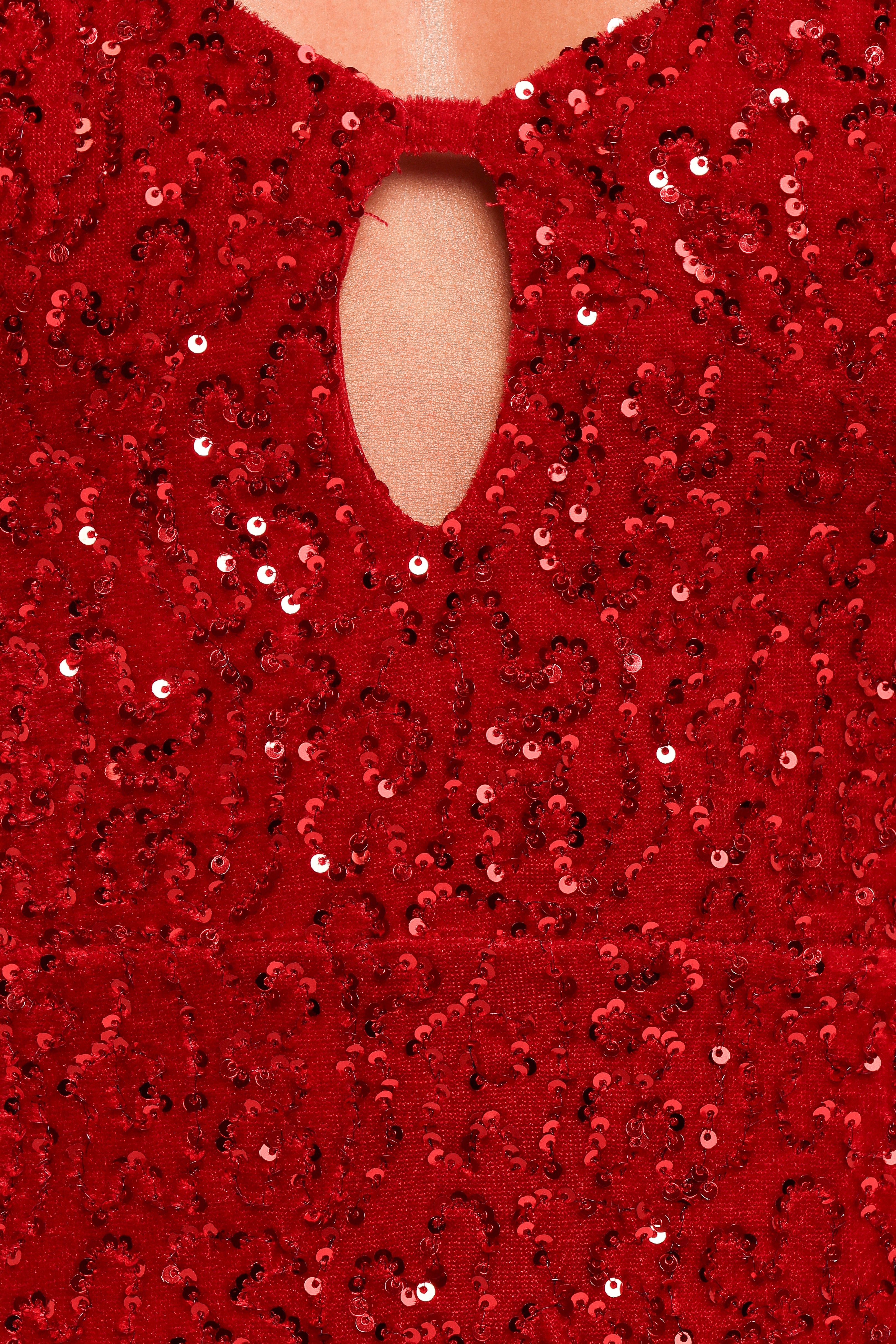 Benino Mini Dress - Red Velvet Sequin