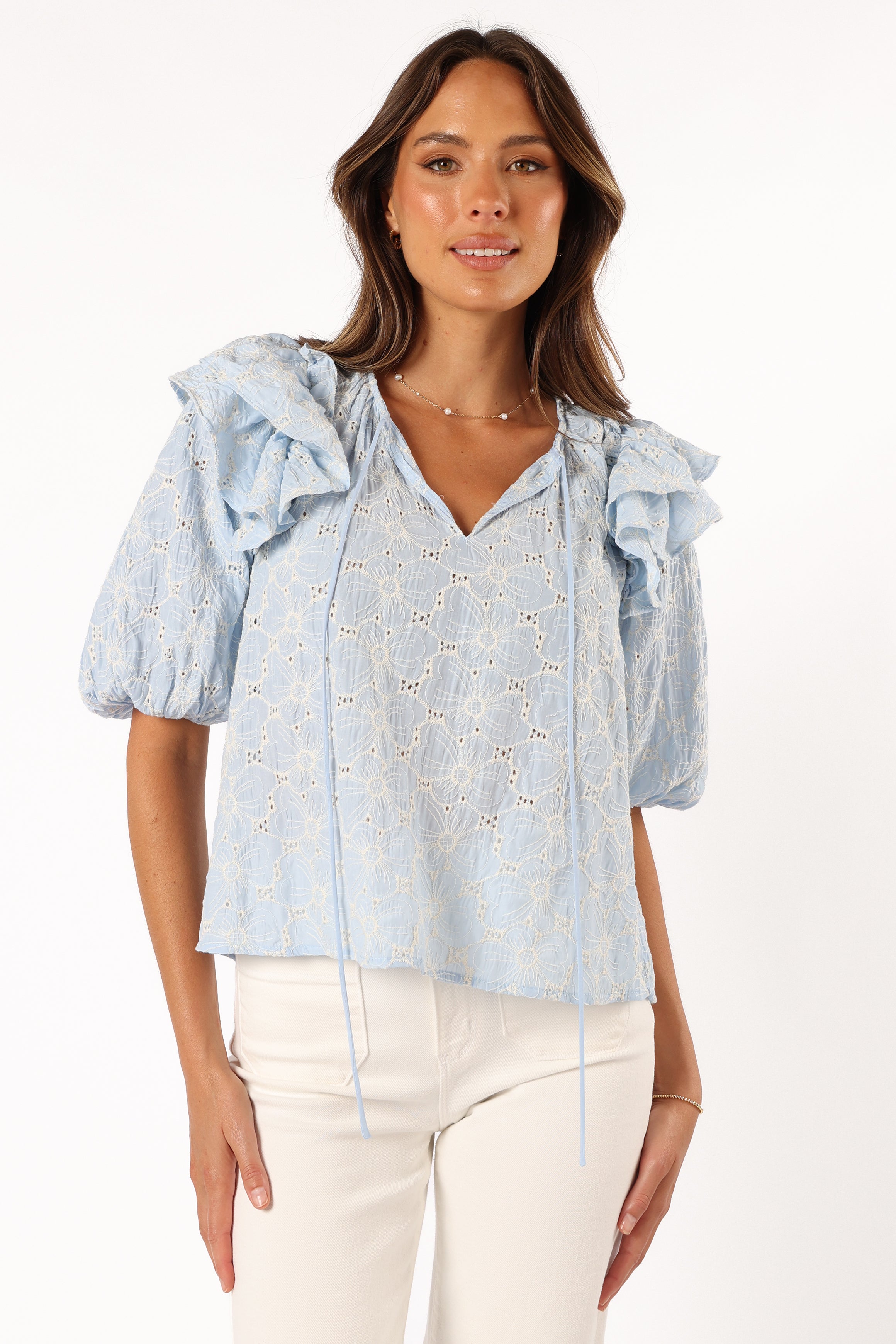 Iris Ruffled Top - Blue