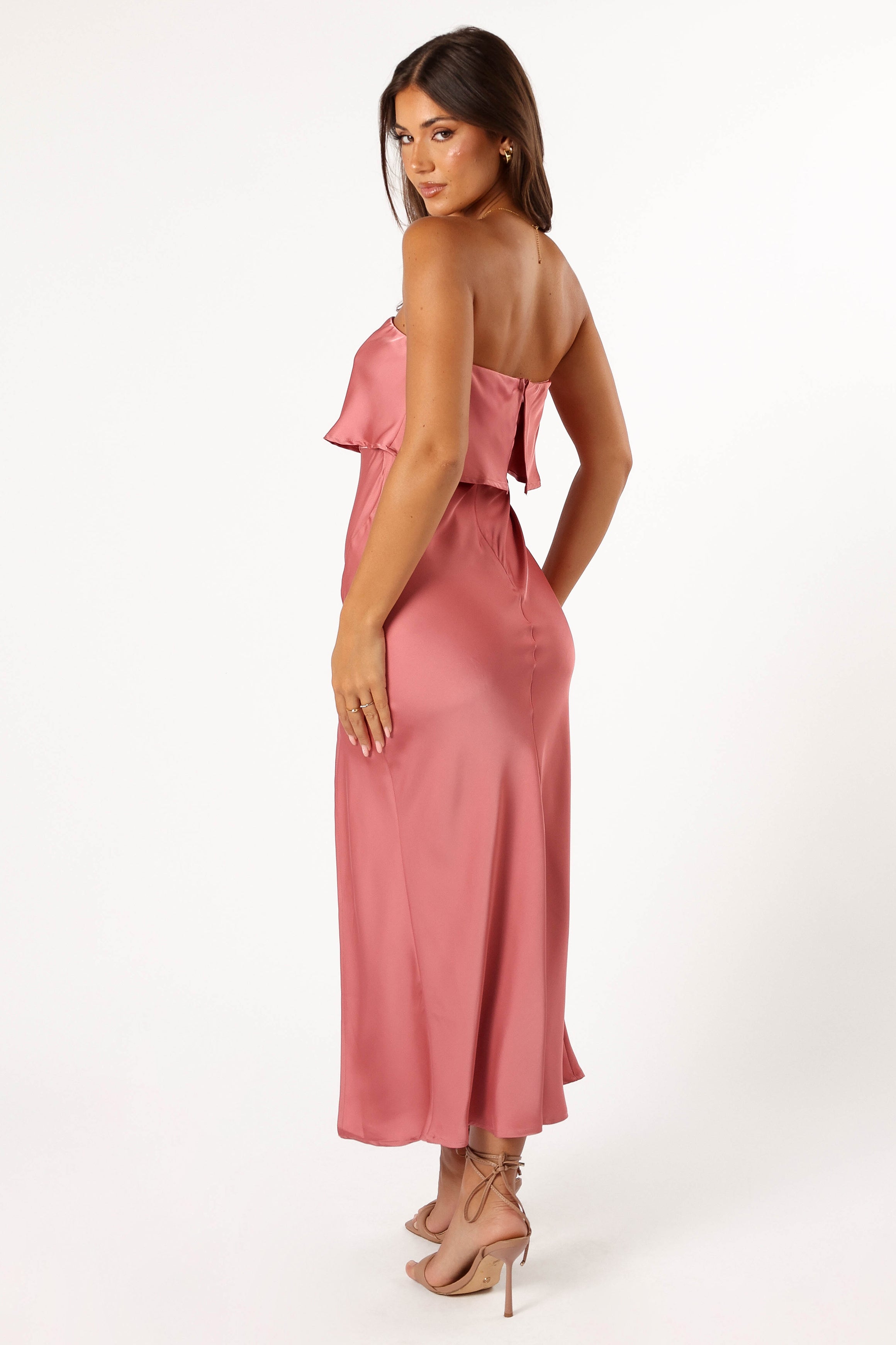 Vienna Strapless Midi Dress - Dusty Rose