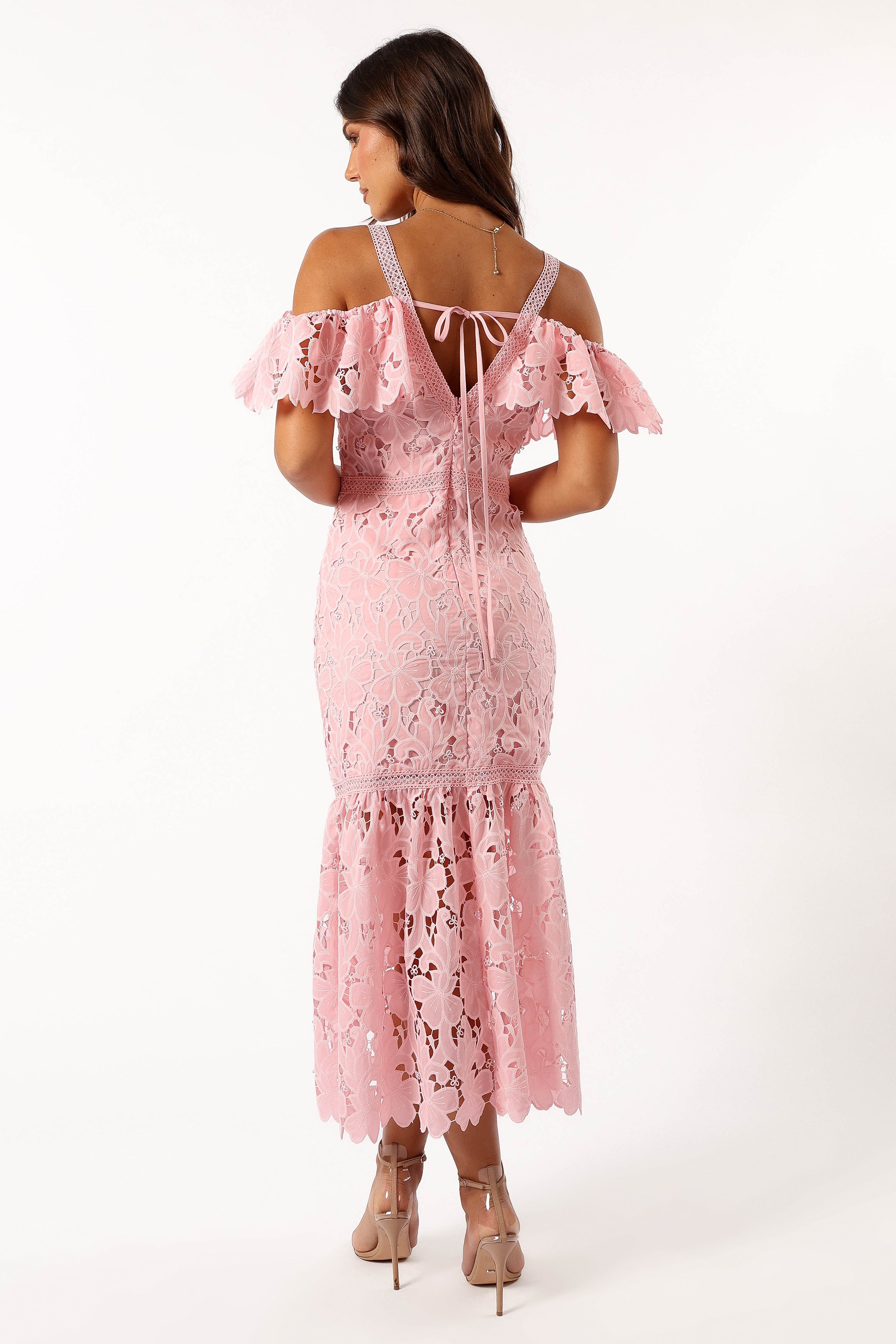 Beckett Lace Midi Dress - Pink