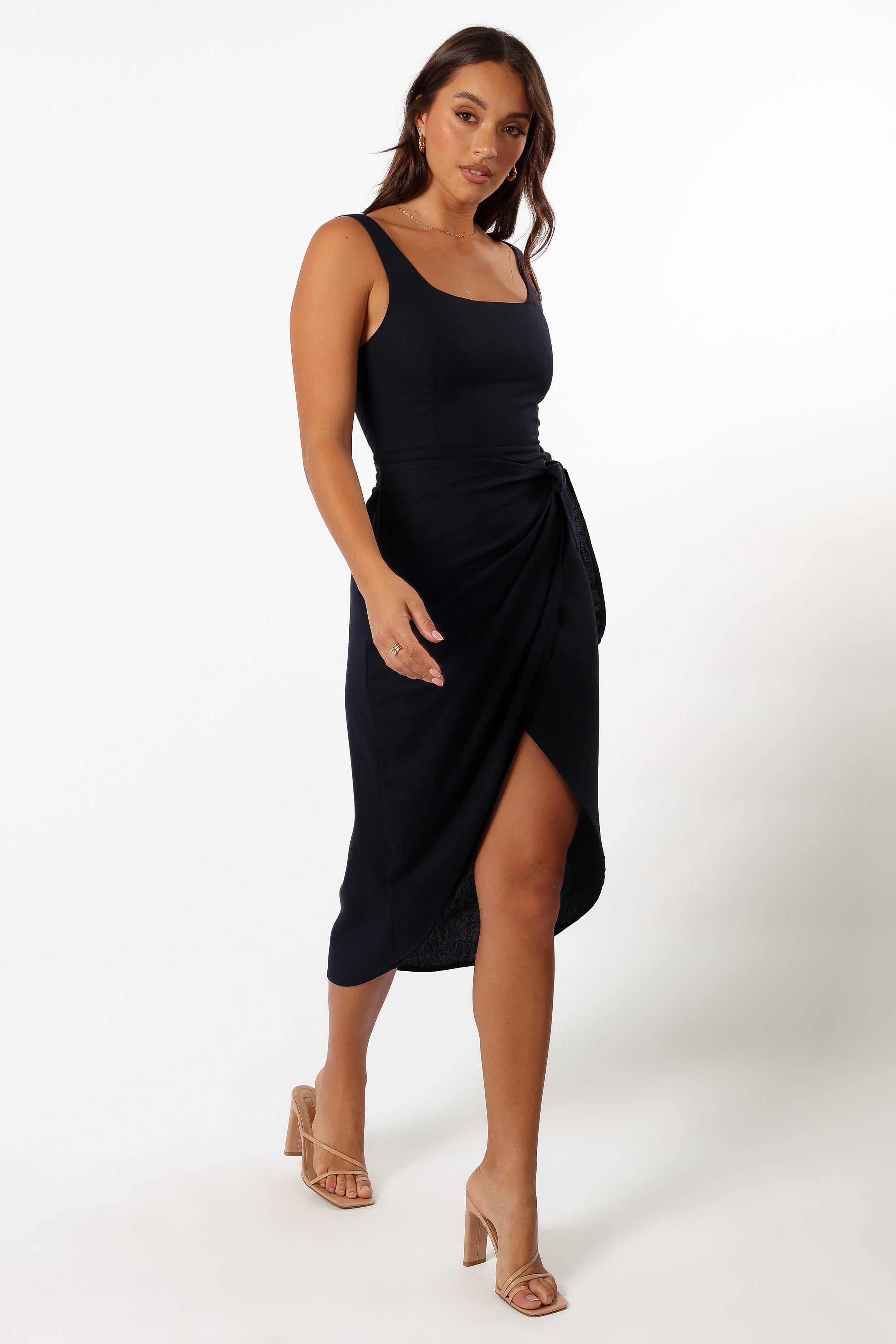 Misty Wrap Midi Dress - Navy