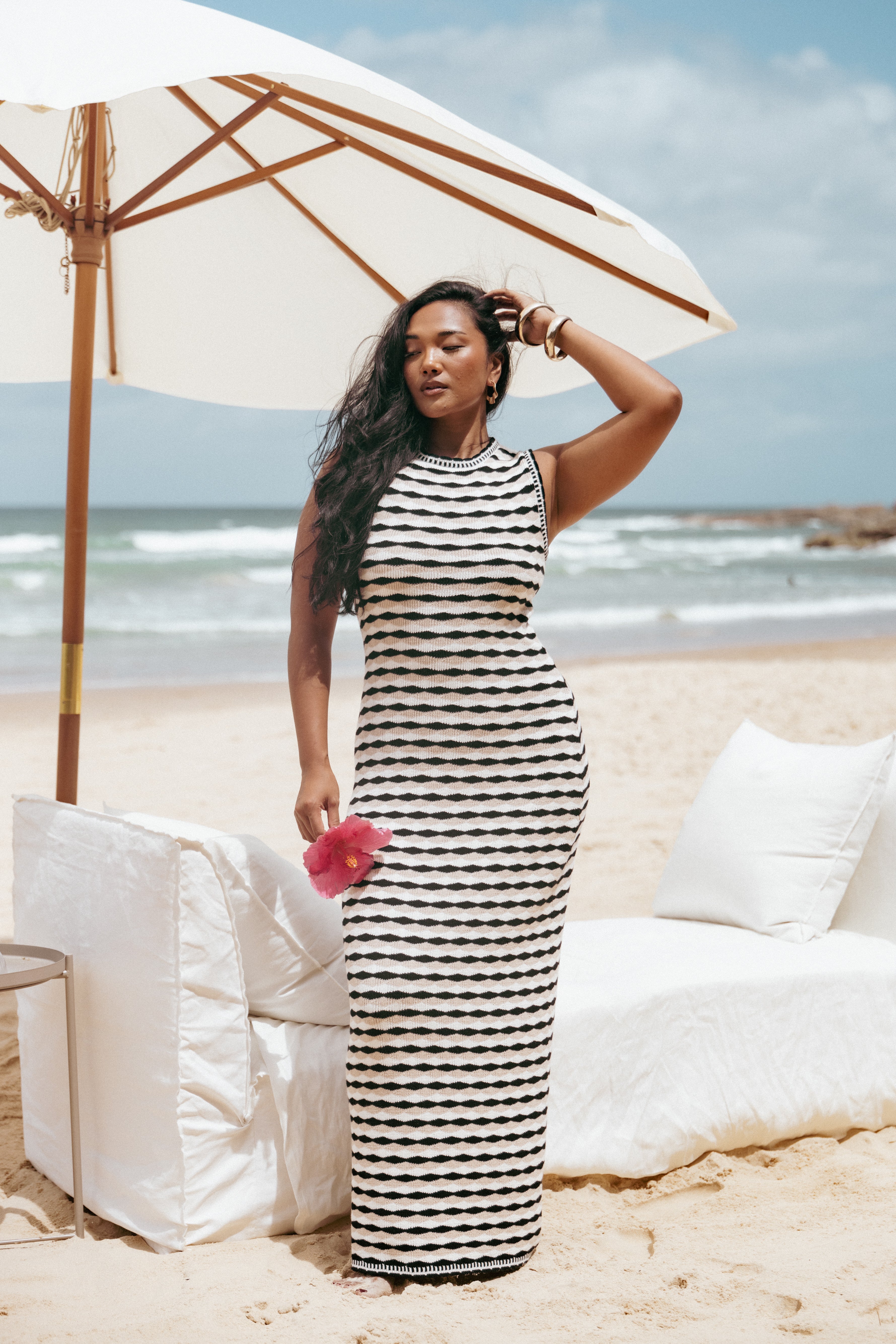 Maud Maxi Dress - Black/White