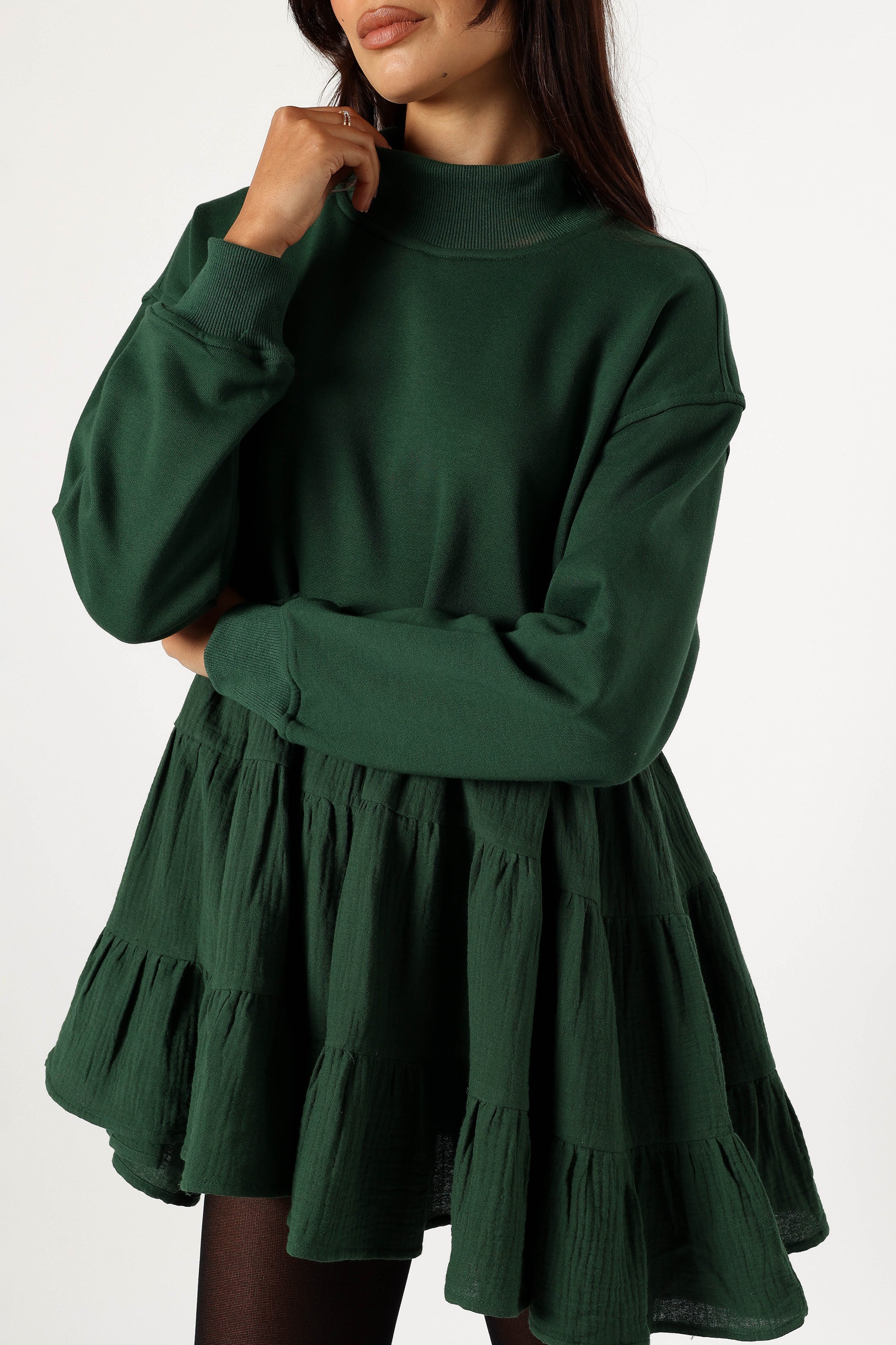 Minia Long Sleeve Mini Dress - Hunter Green