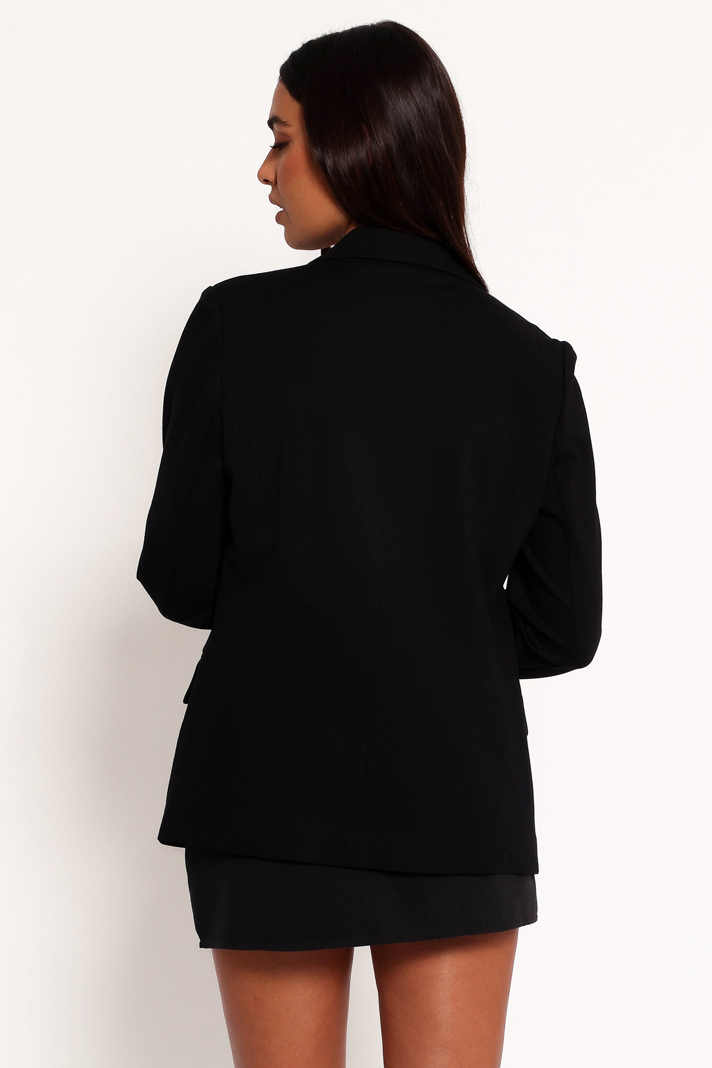 Ronny Open Front Knit Blazer - Black