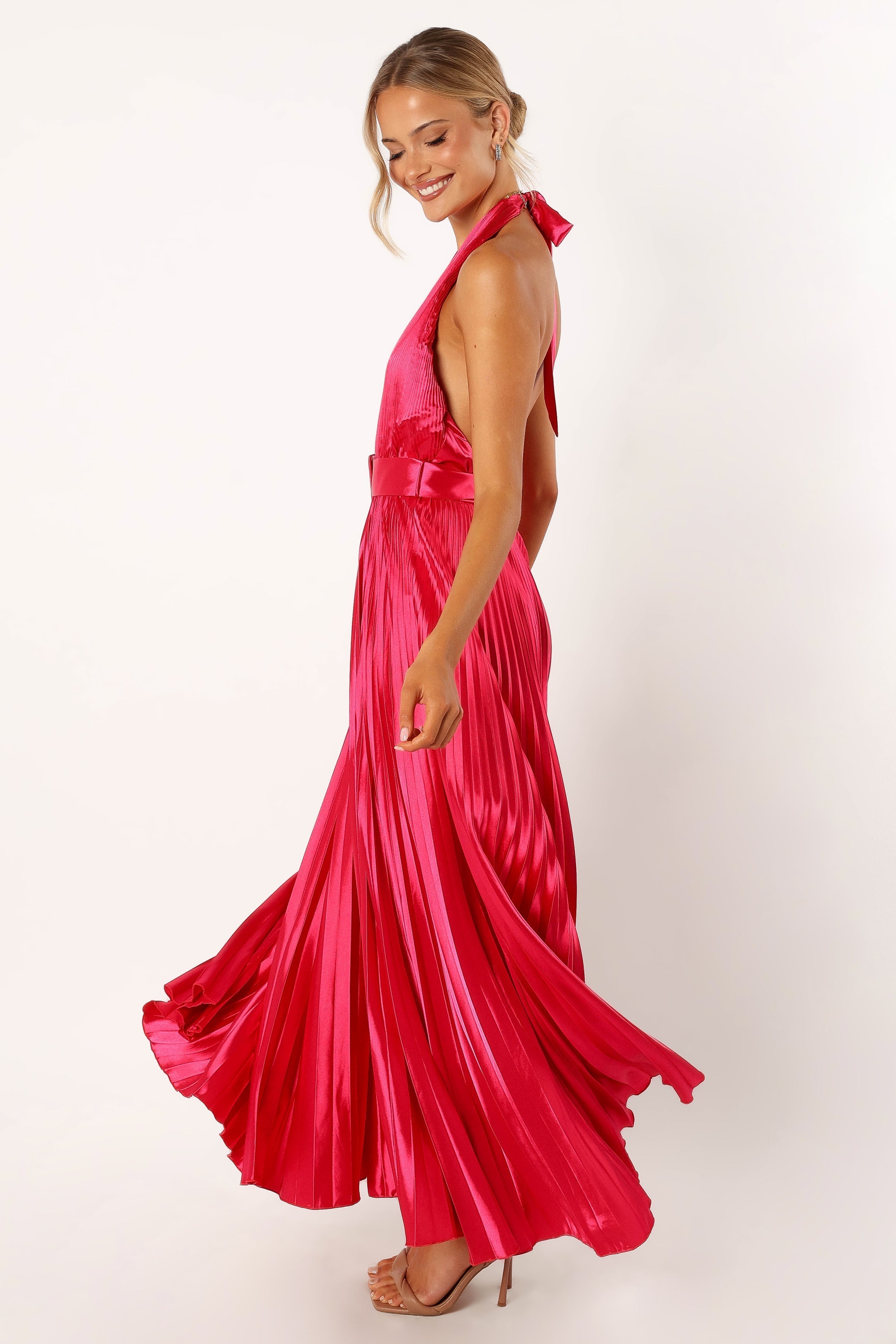 Greta Halterneck Maxi Dress - Magenta