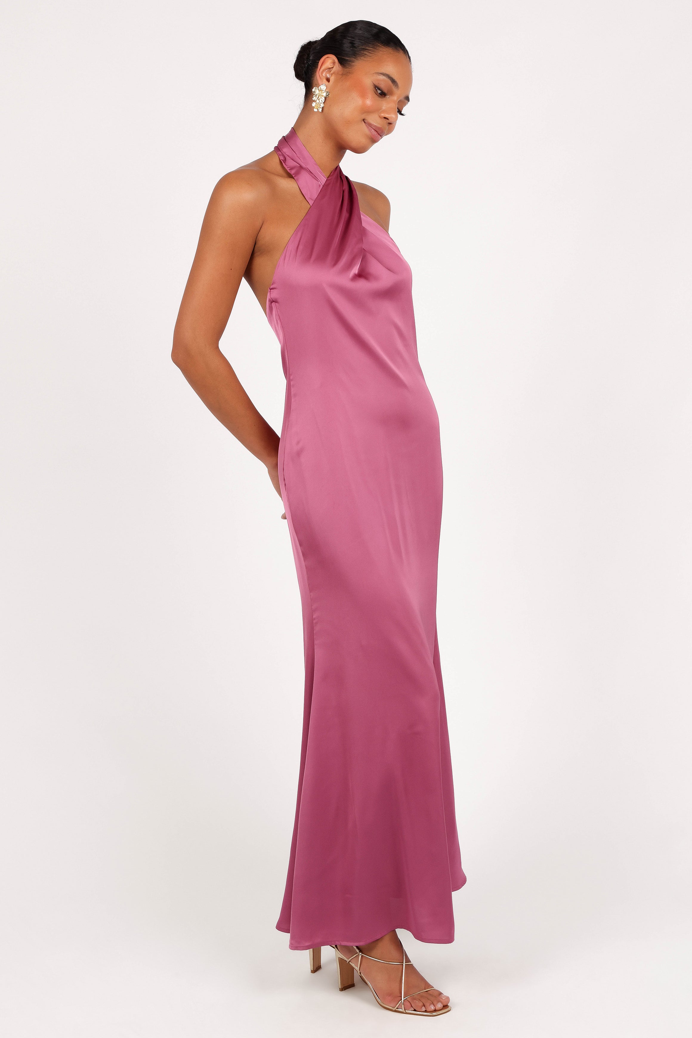 Mila Halterneck Maxi Dress - Dark Rose