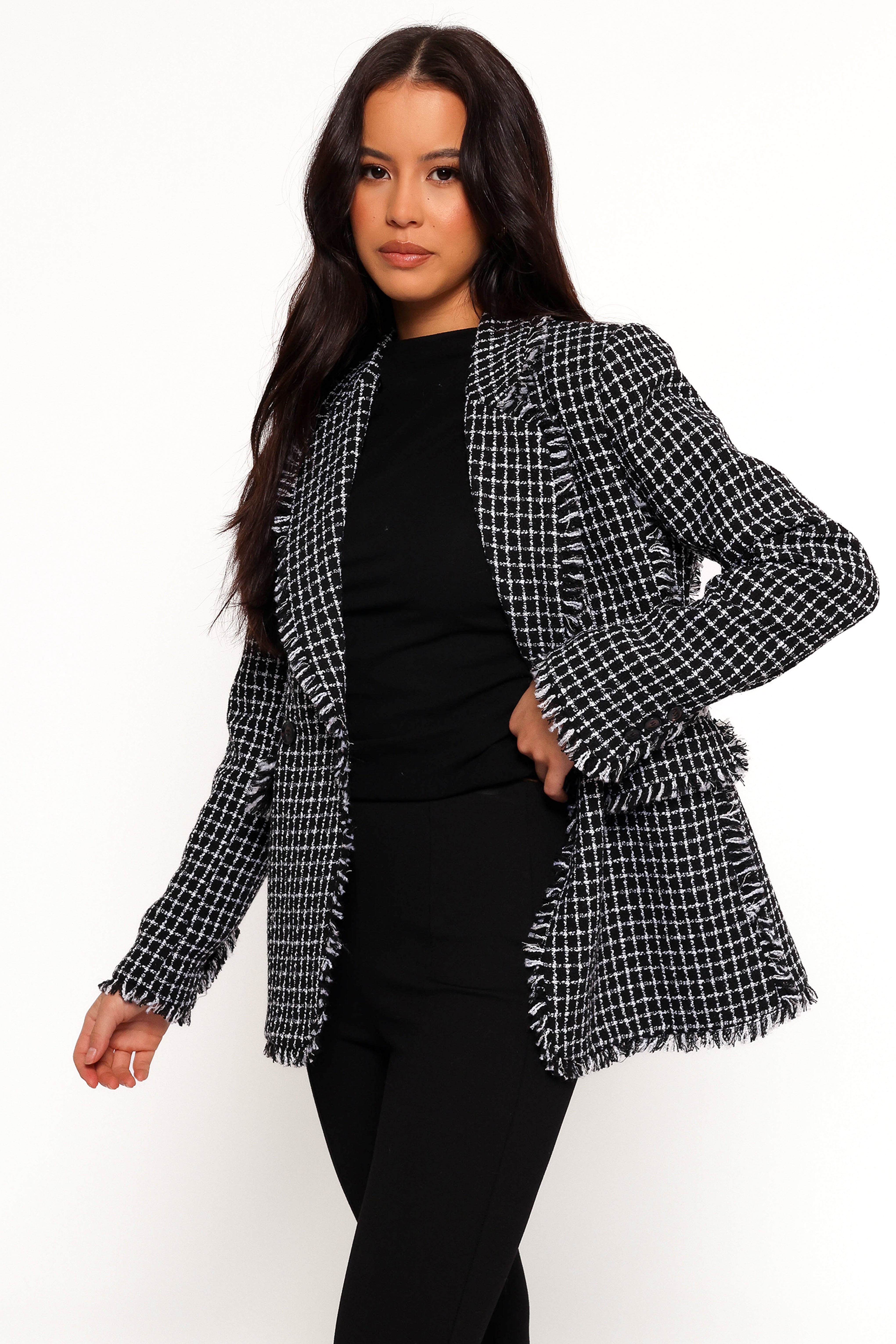 Rocco Hem Blazer - Black/White