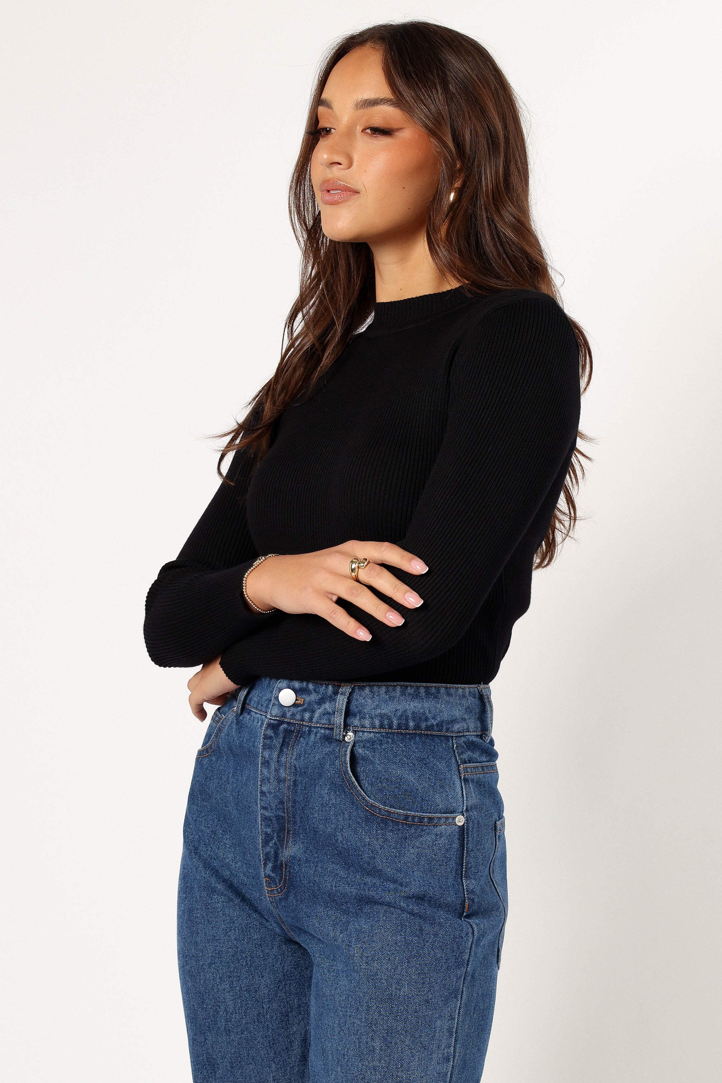 Tammy Ribbed Knit Top - Black