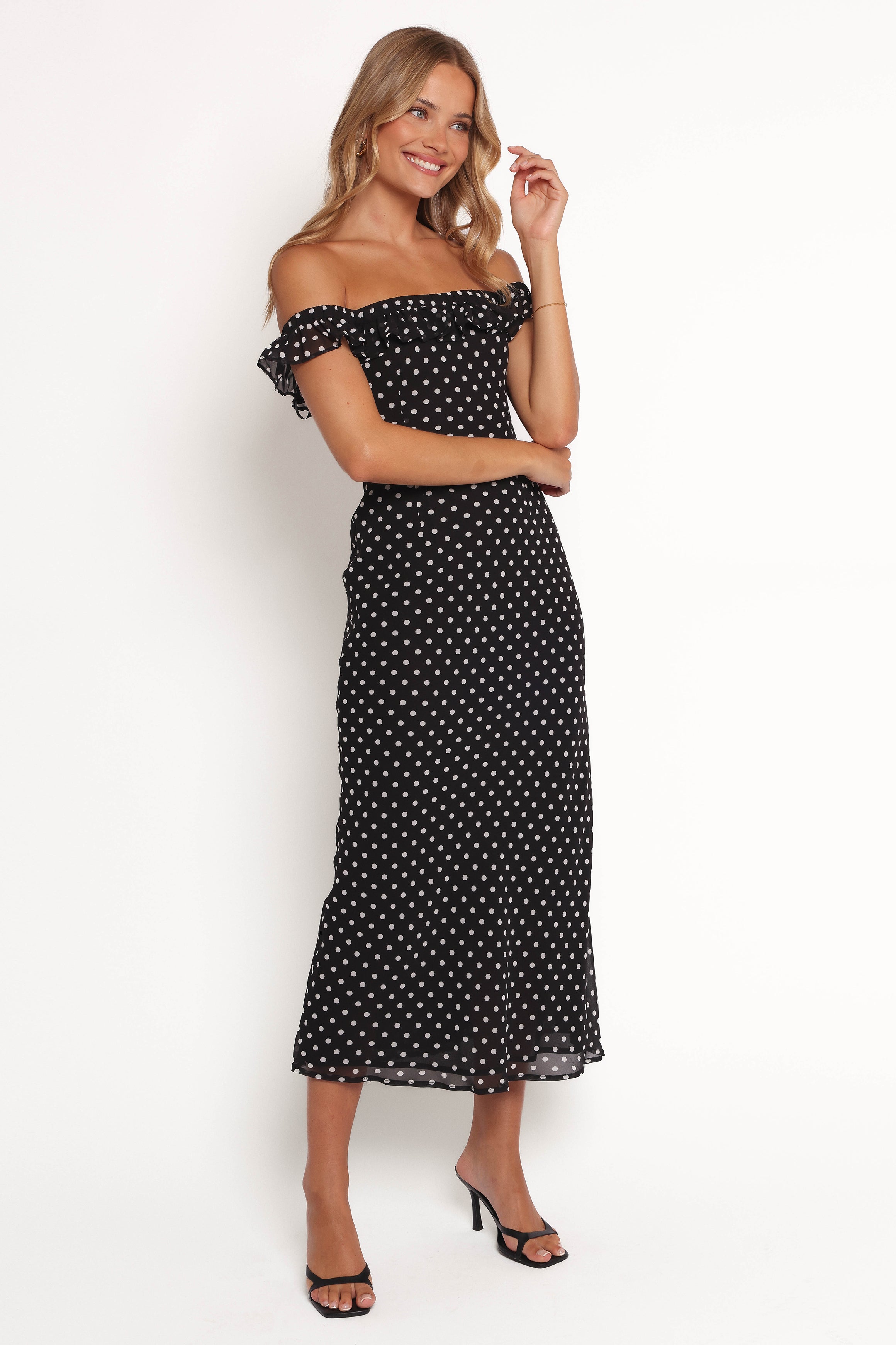 Layana Midi Dress - Black/White