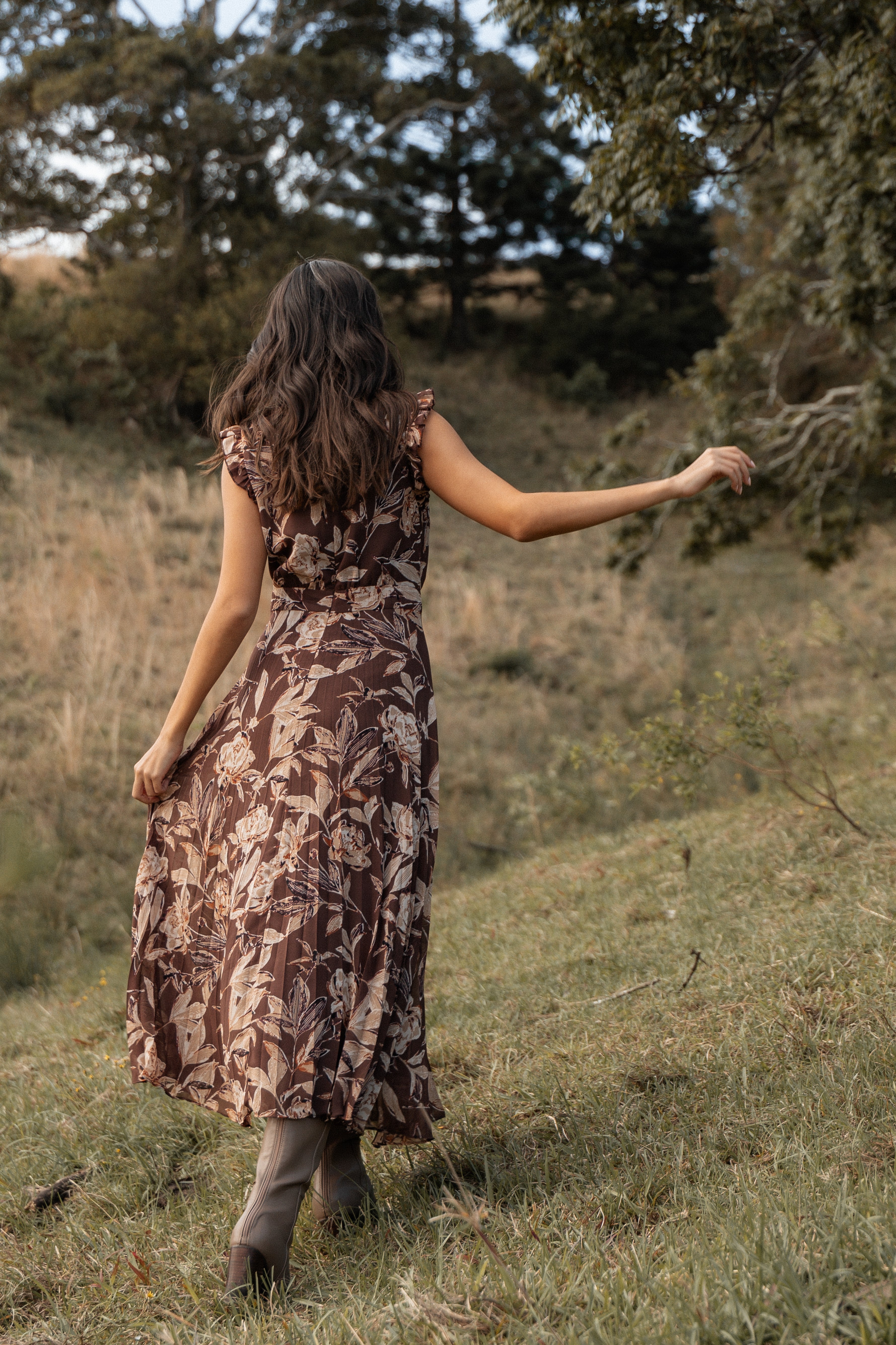 Delphine Maxi Dress - Brown Floral