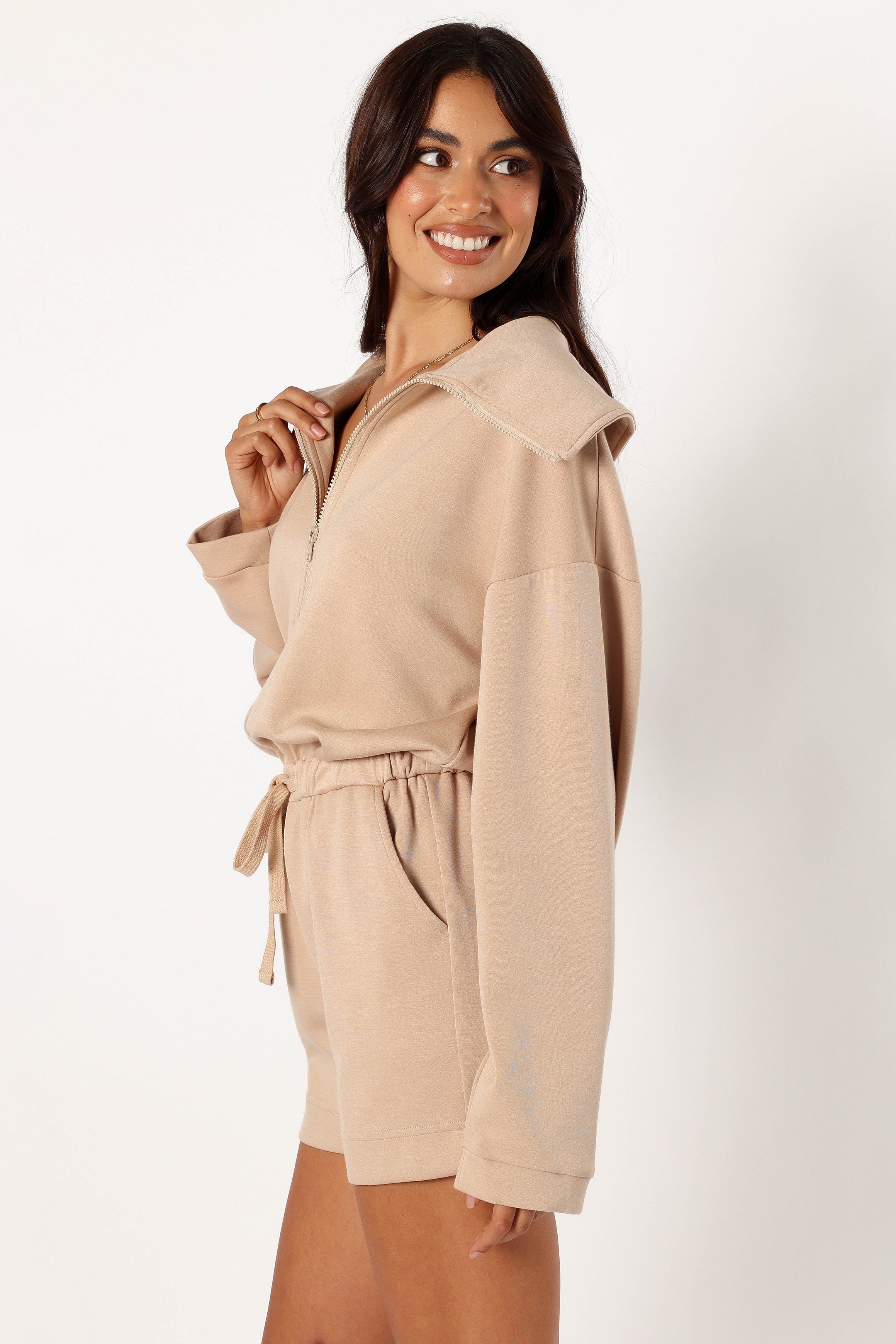 Peri Sweater Romper - Tan