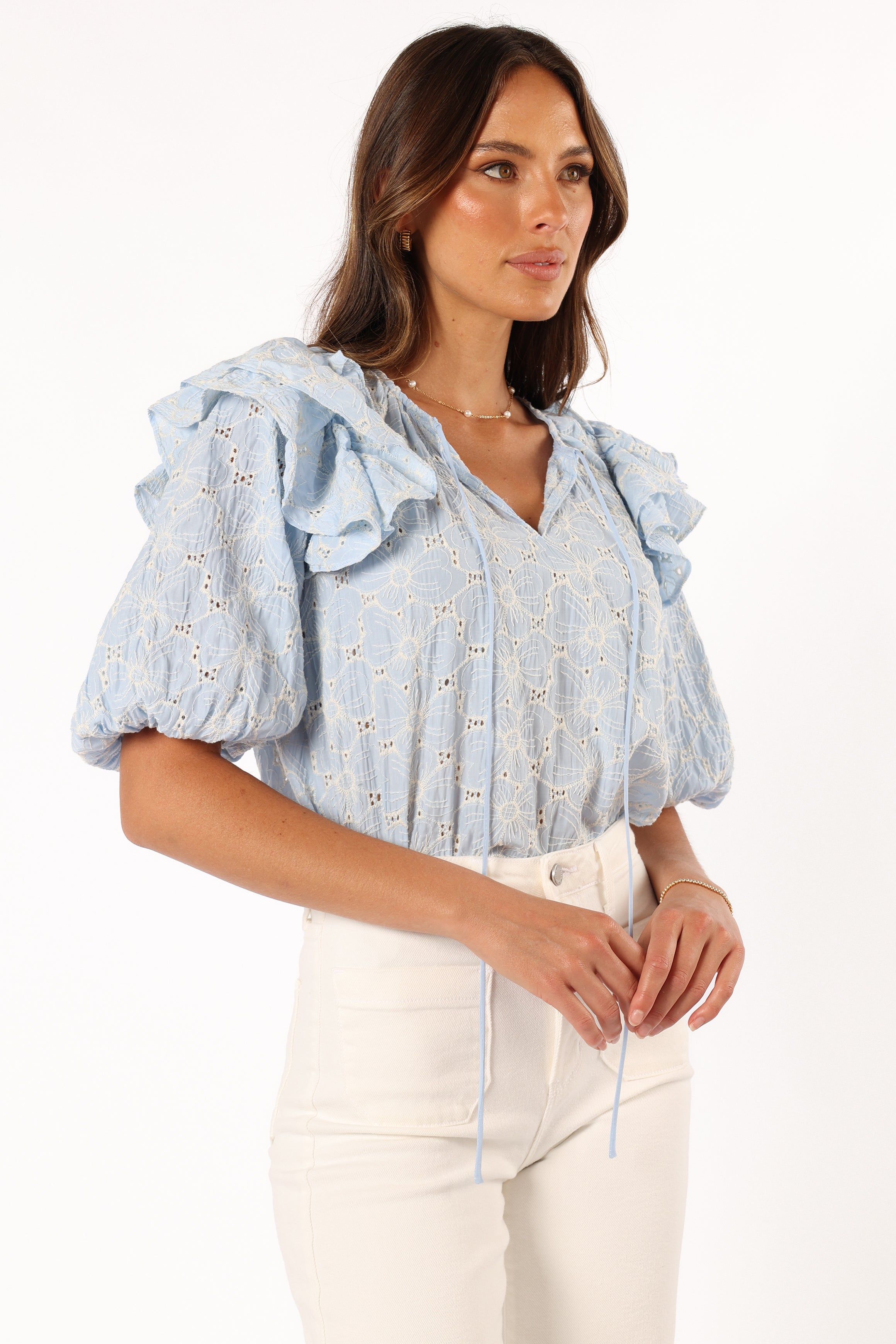 Iris Ruffled Top - Blue