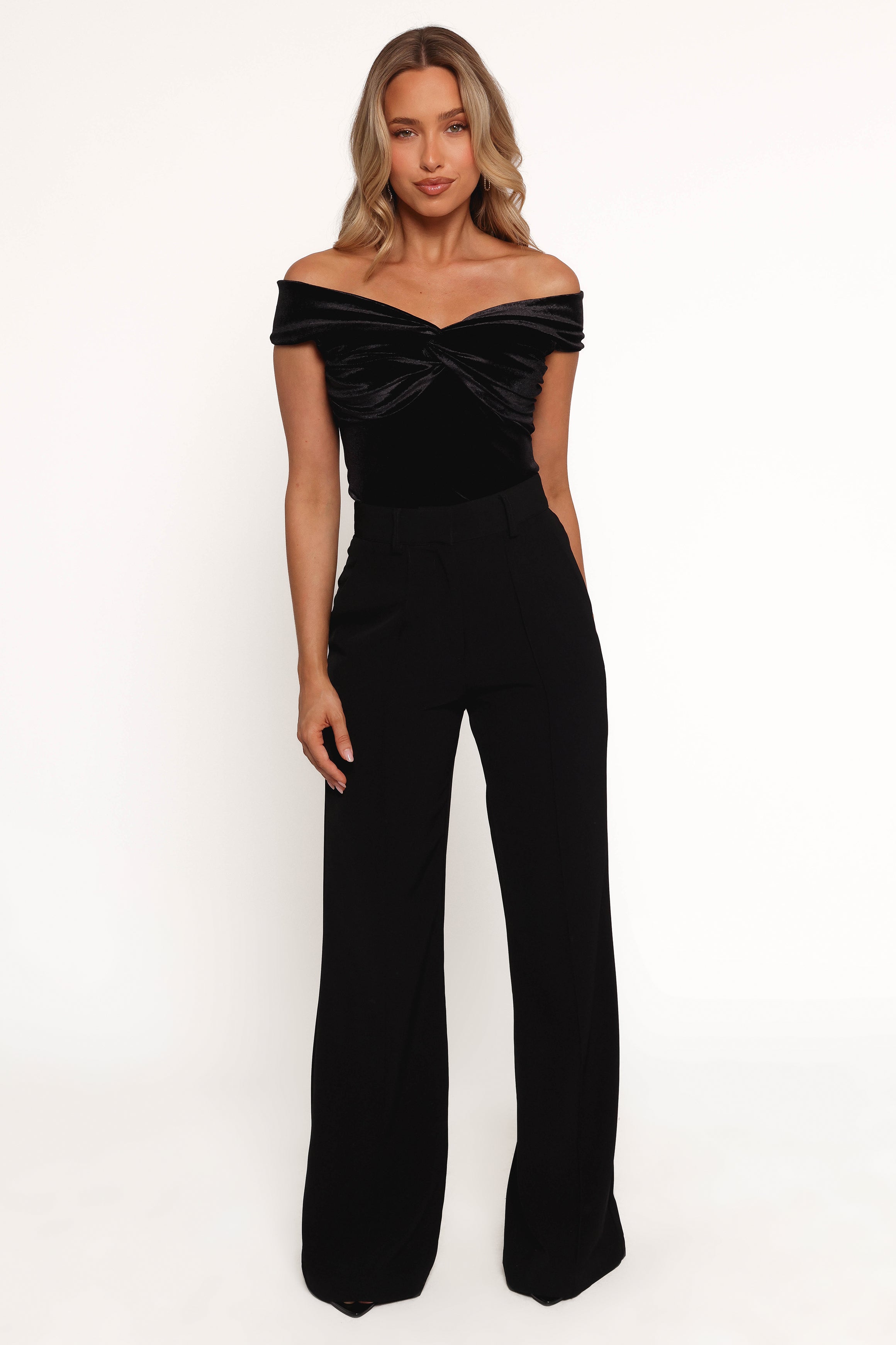 Rita Velvet Off Shoulder Top - Black