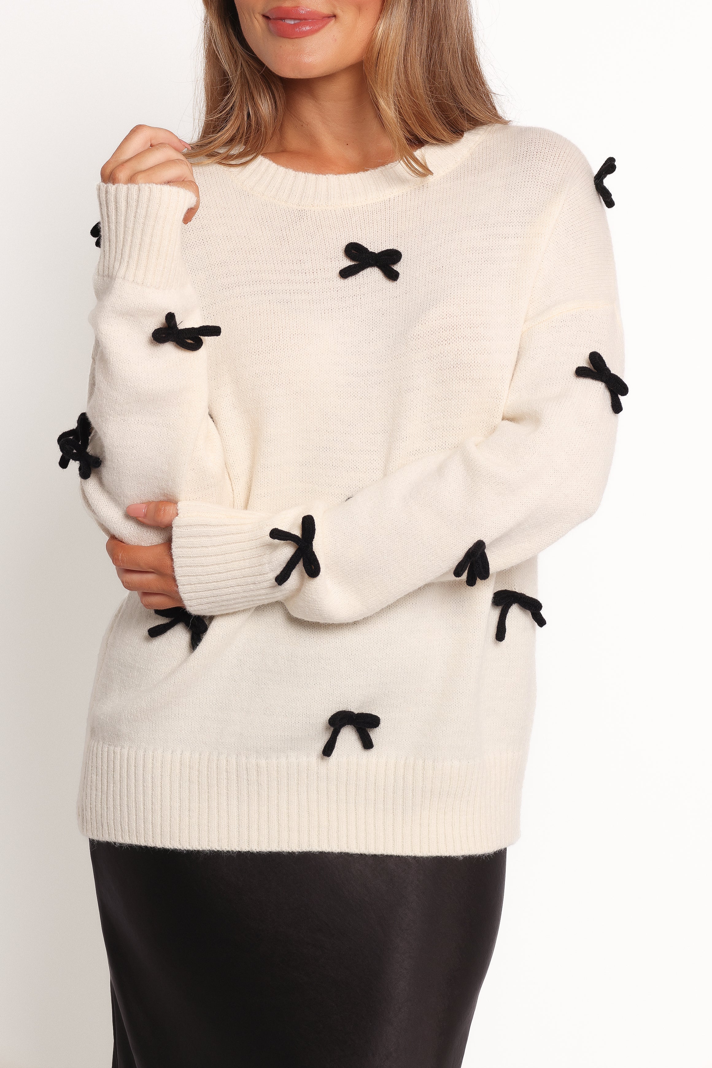 Voss Bow Knit Sweater - Cream