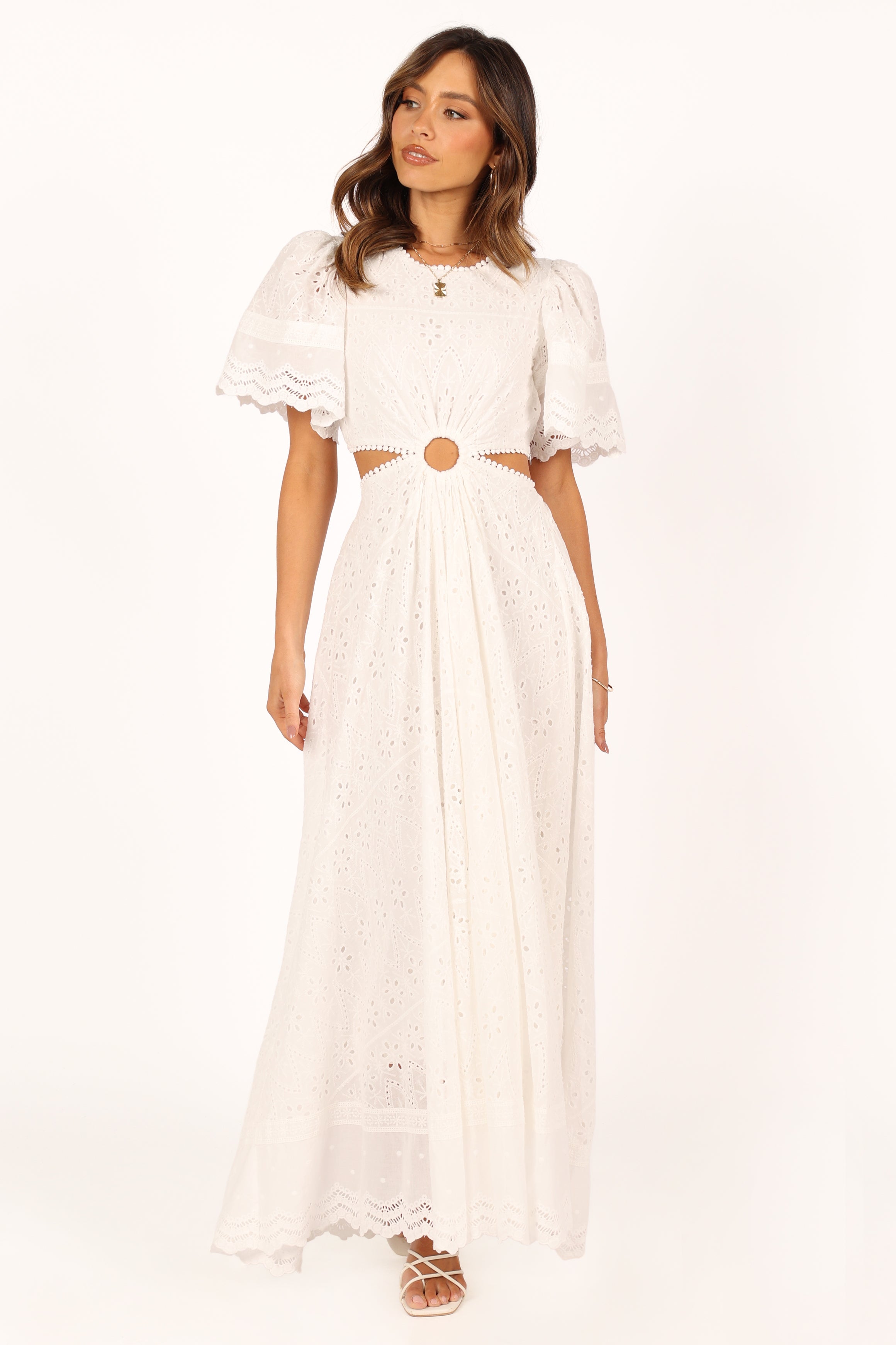 Merletto Cut Out Maxi Dress - White