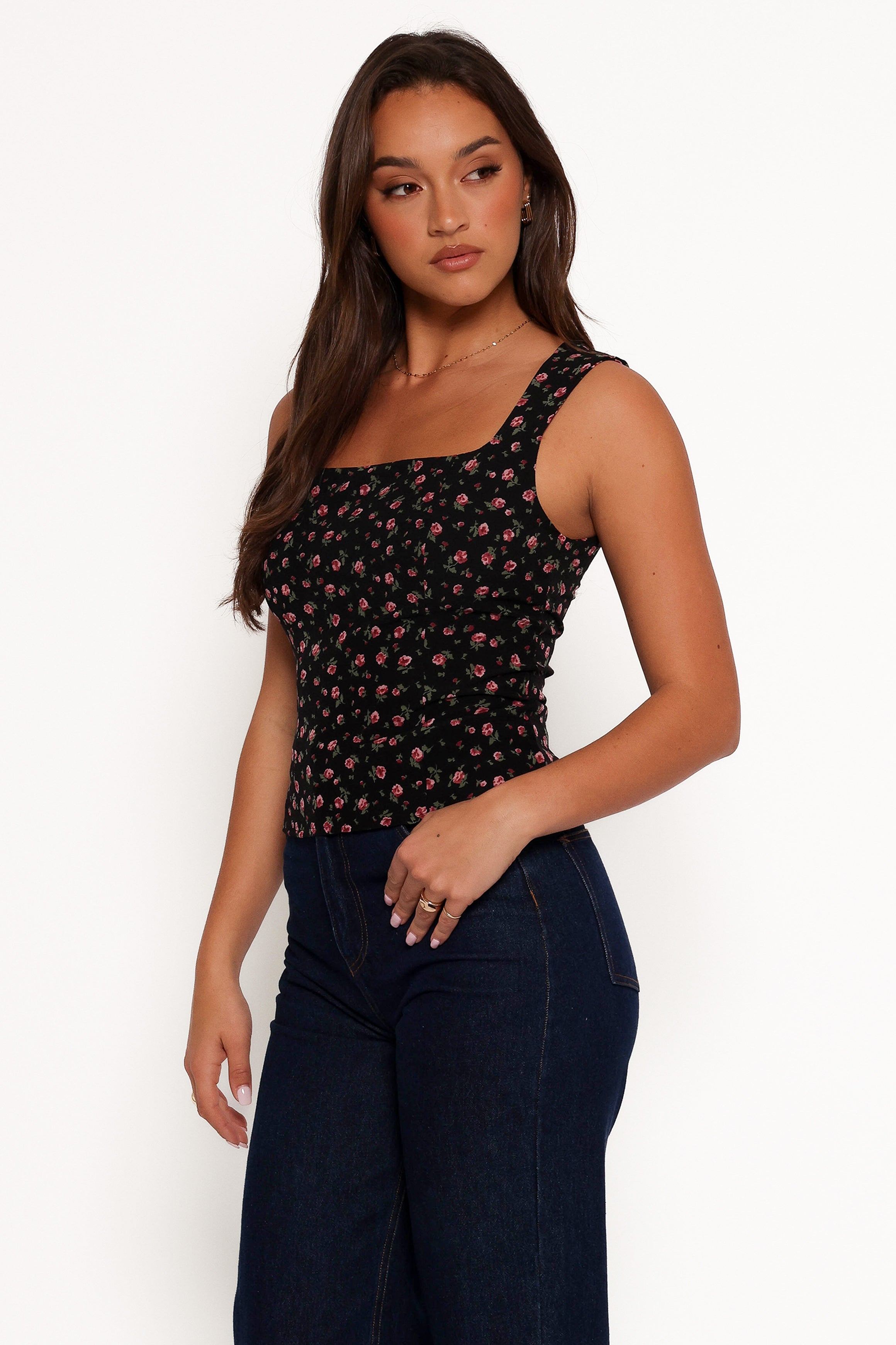 Katya Square Neck Top - Rosette Ditsy