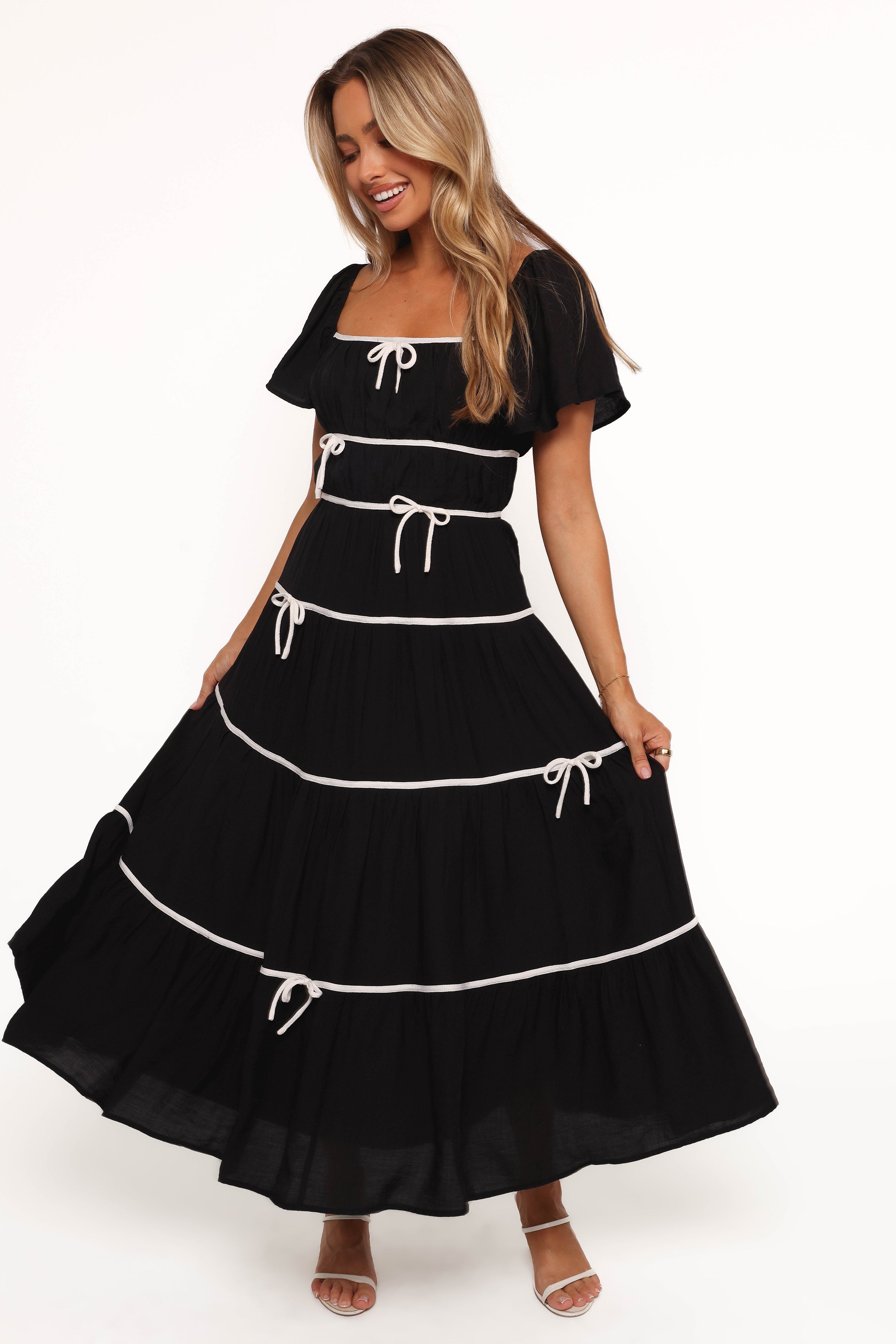 Harvey Maxi Bow Dress - Black/White