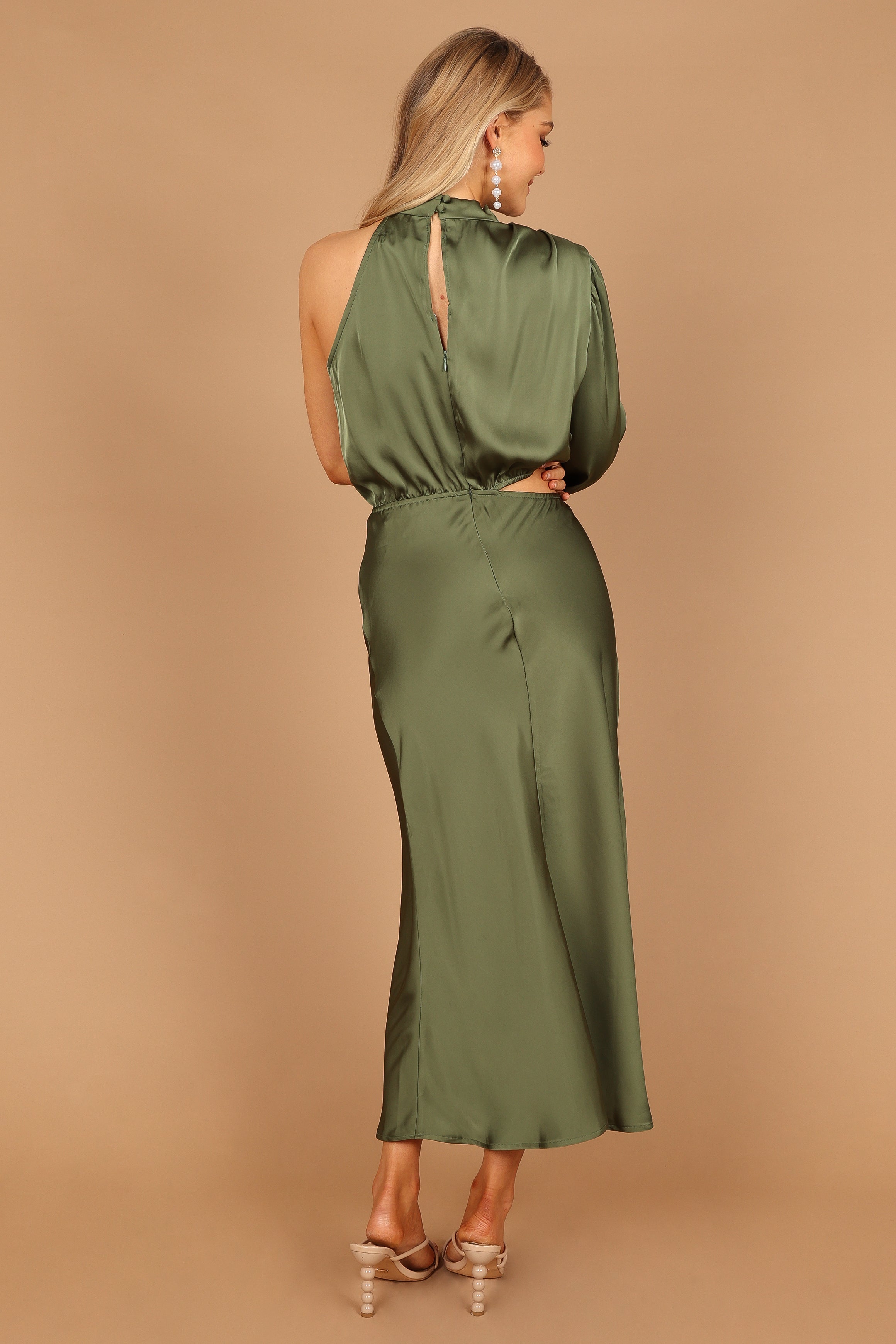 Amelie One Shoulder Midi Dress - Olive