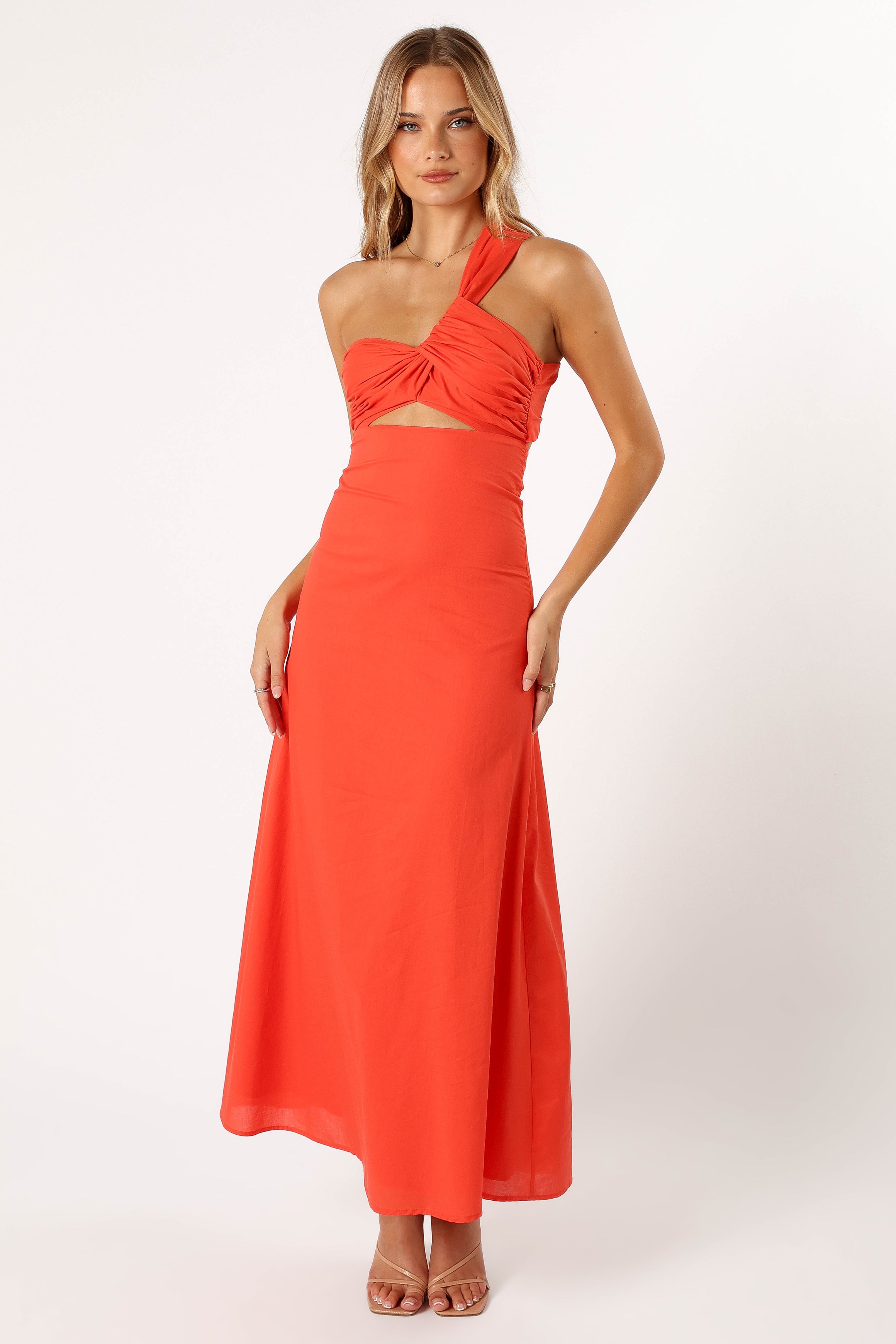 Luna One Shoulder Maxi Dress - Tangerine