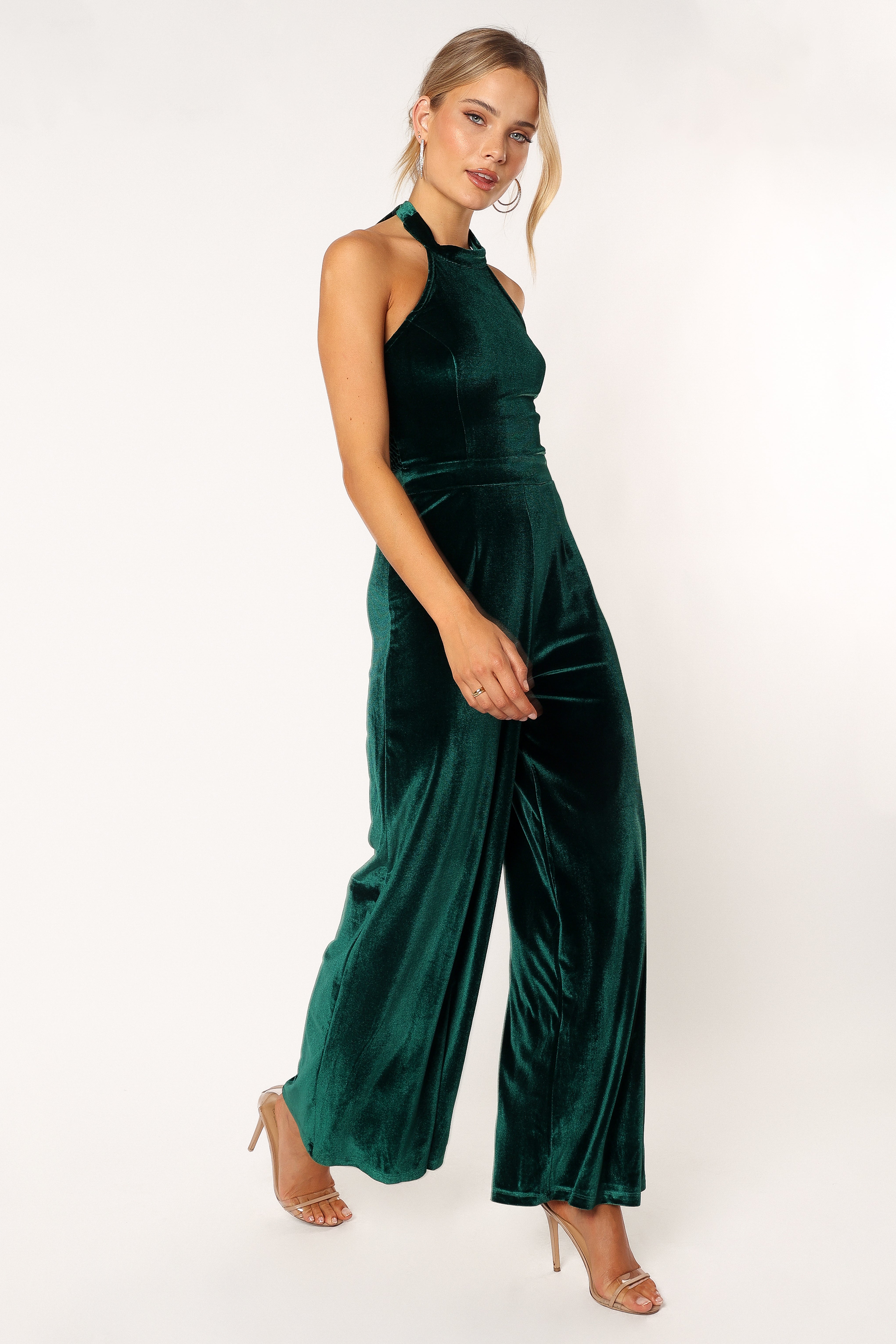 Aria Velvet Jumpsuit - Emerald