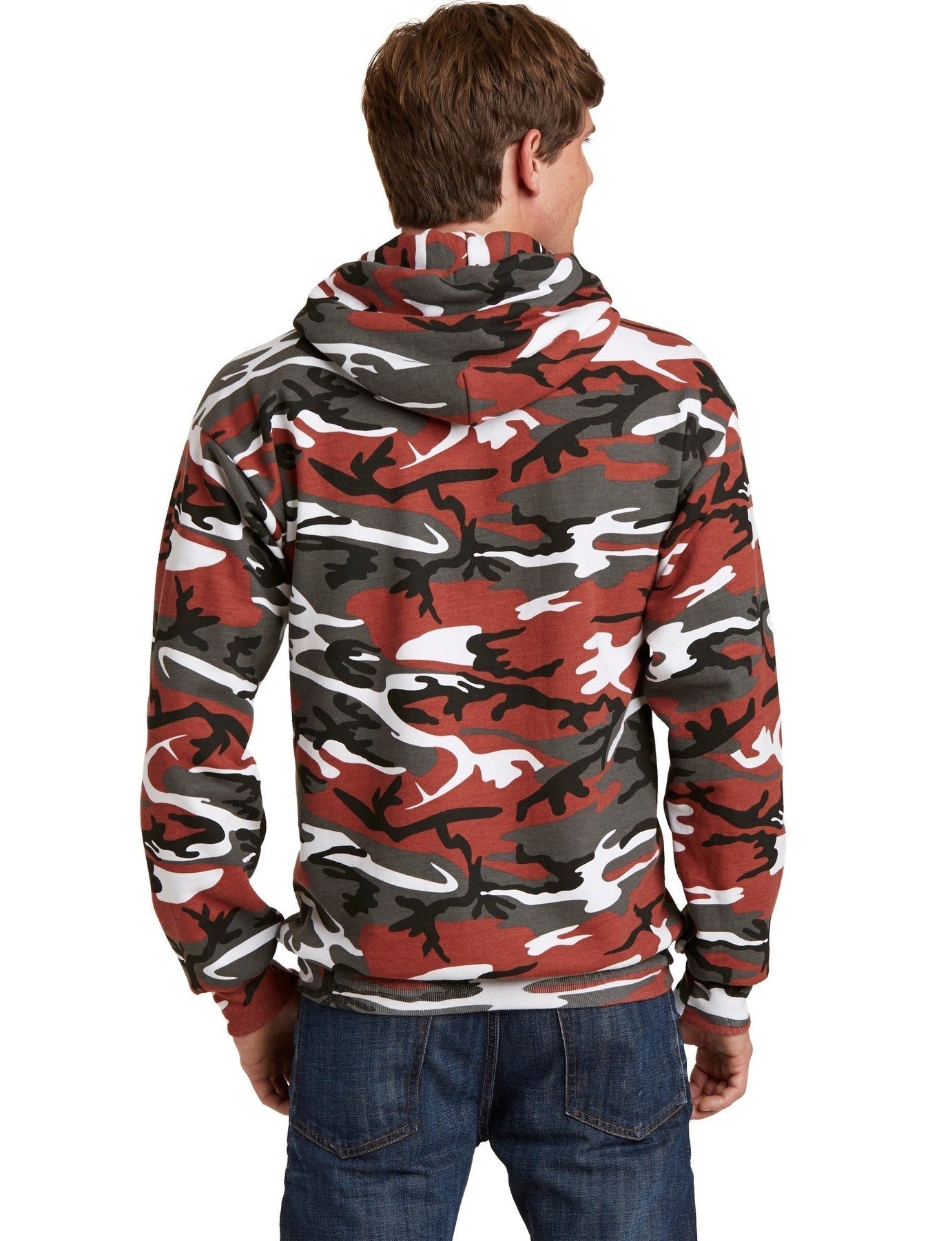 OUTLET-Port & Company Core Fleece Camo Pullover Hooded Sweatshirt