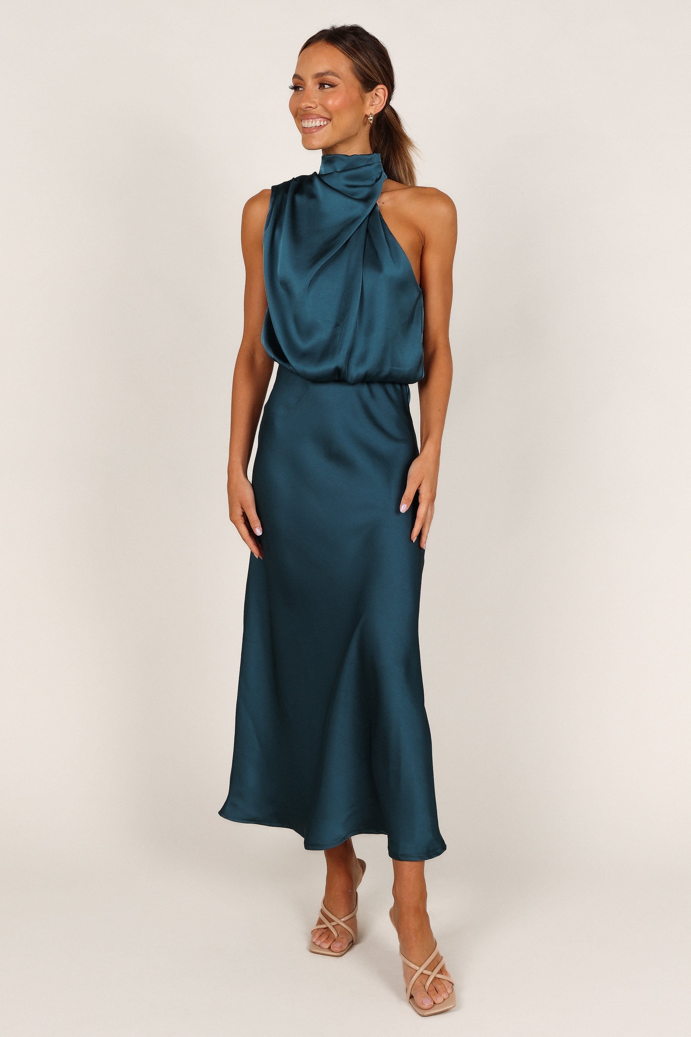 Anabelle Halter Neck Midi Dress - Teal