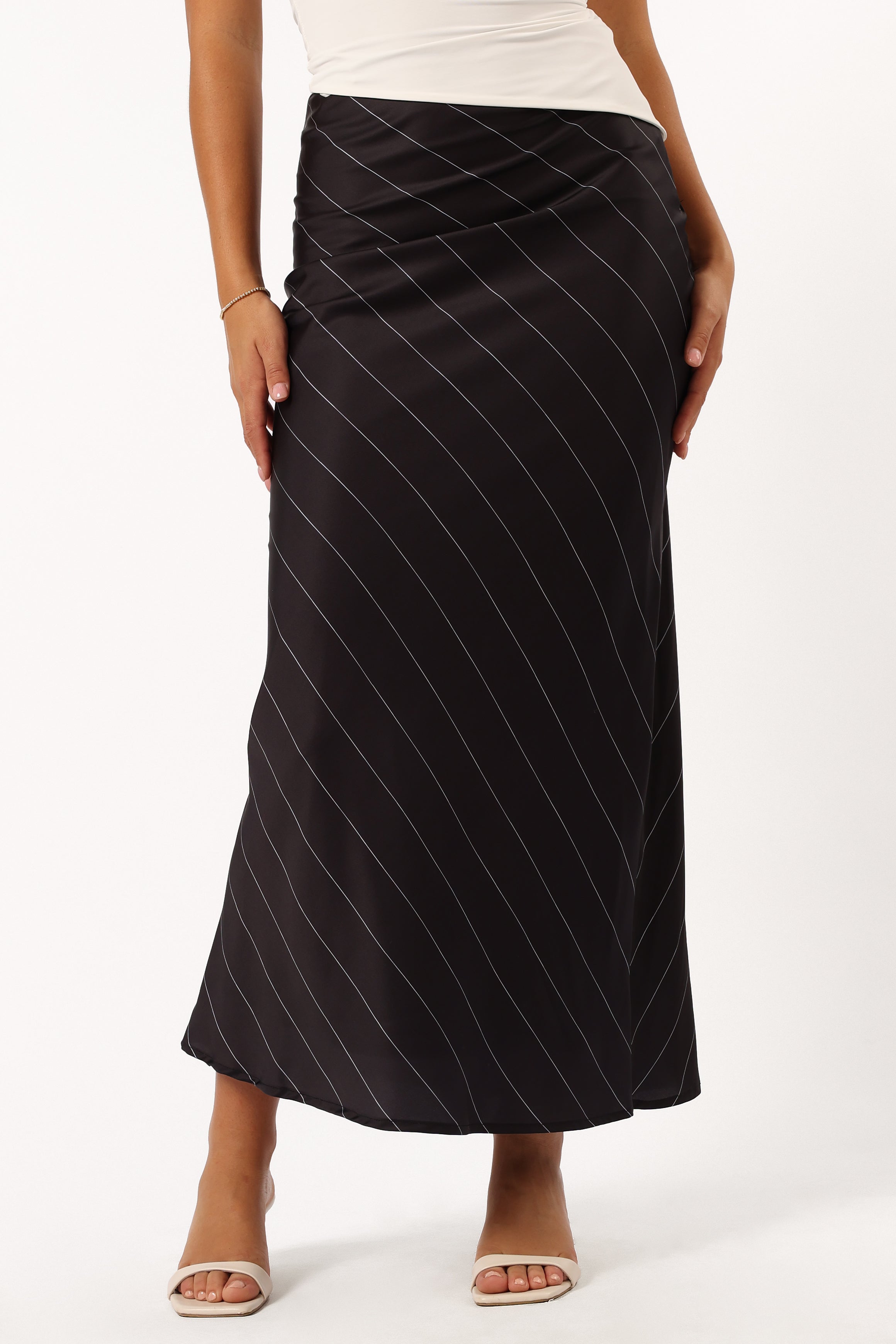 Heidi Stripe Slip Skirt - Black White Stripe