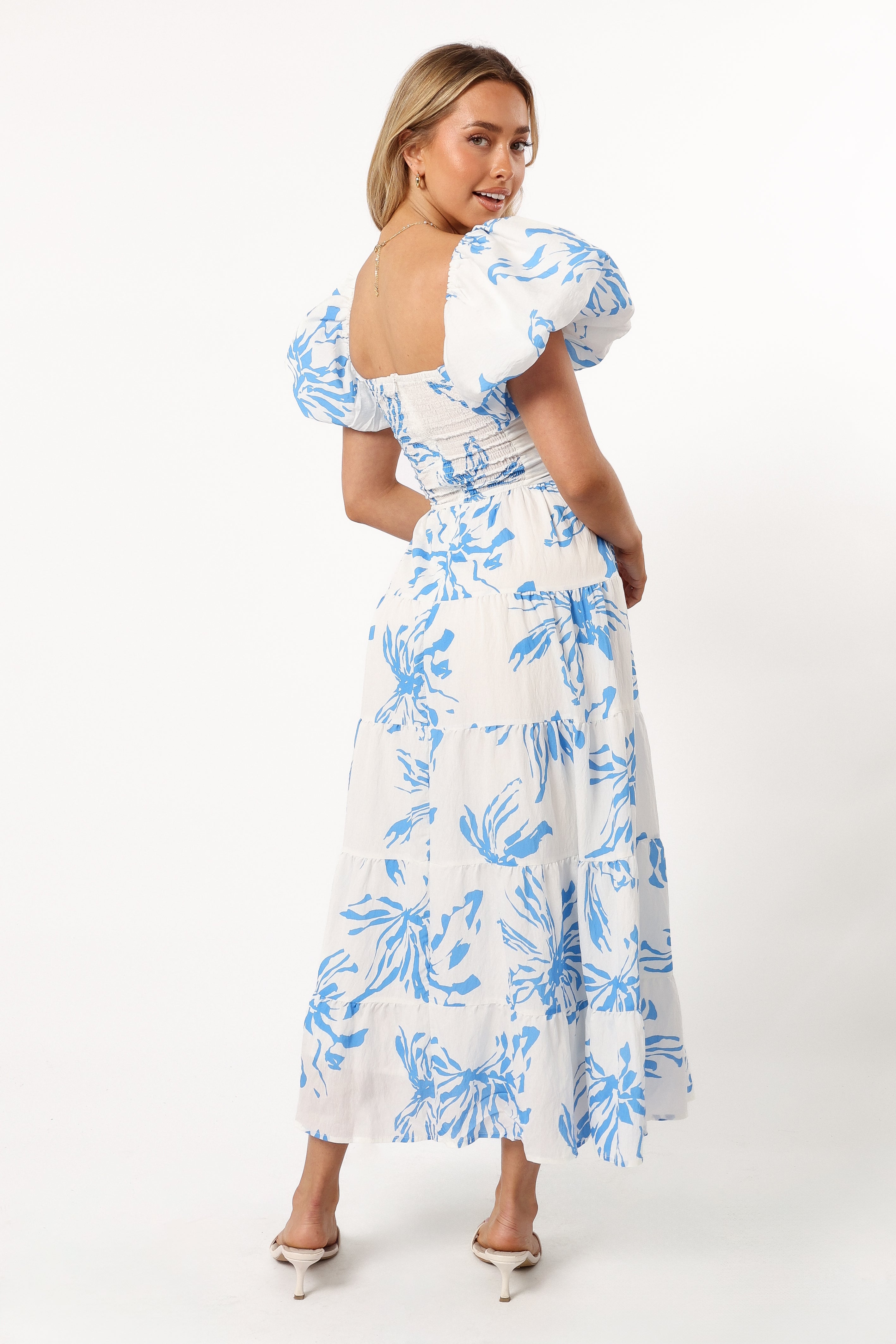 Dominique Midi Dress - Blue Floral Print