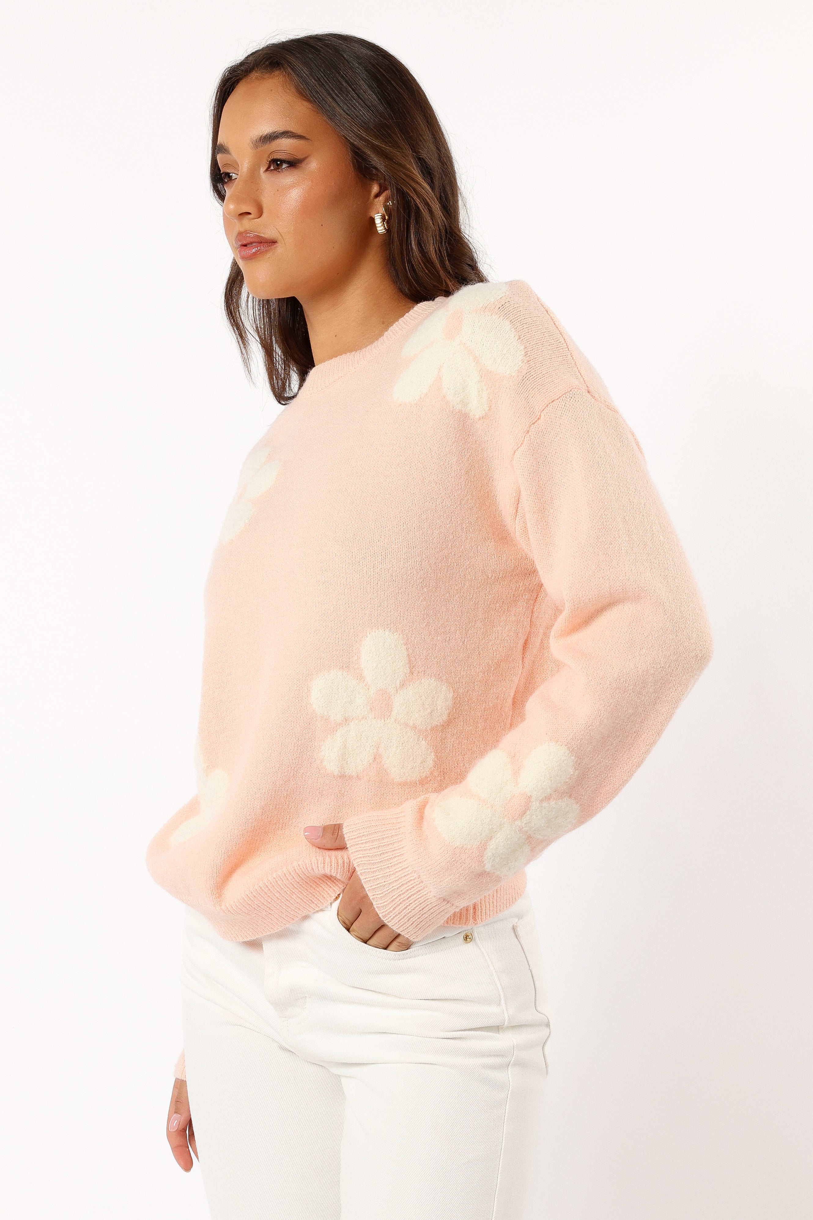 Charlie Flower Knit Sweater - Pink