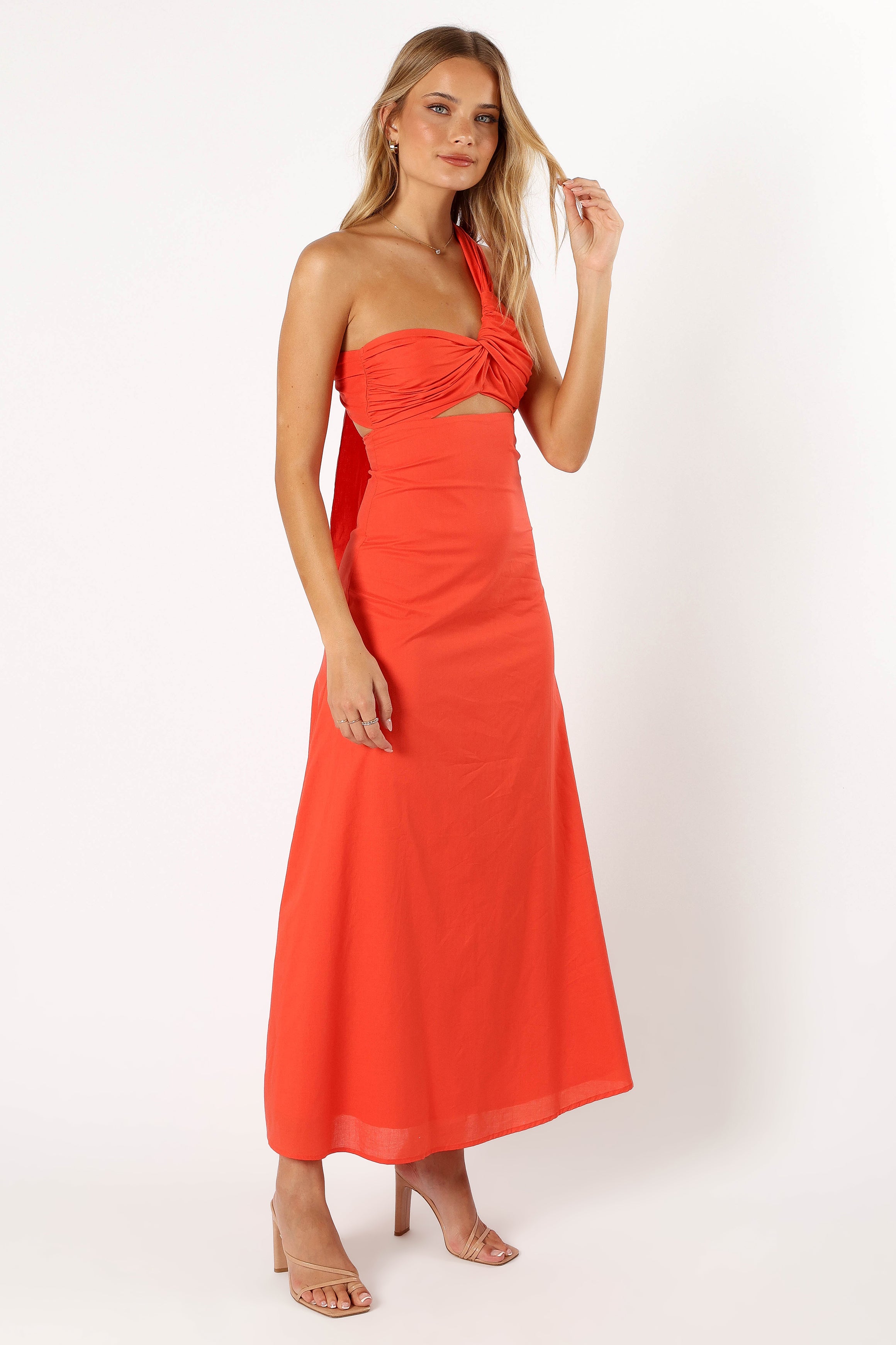 Luna One Shoulder Maxi Dress - Tangerine