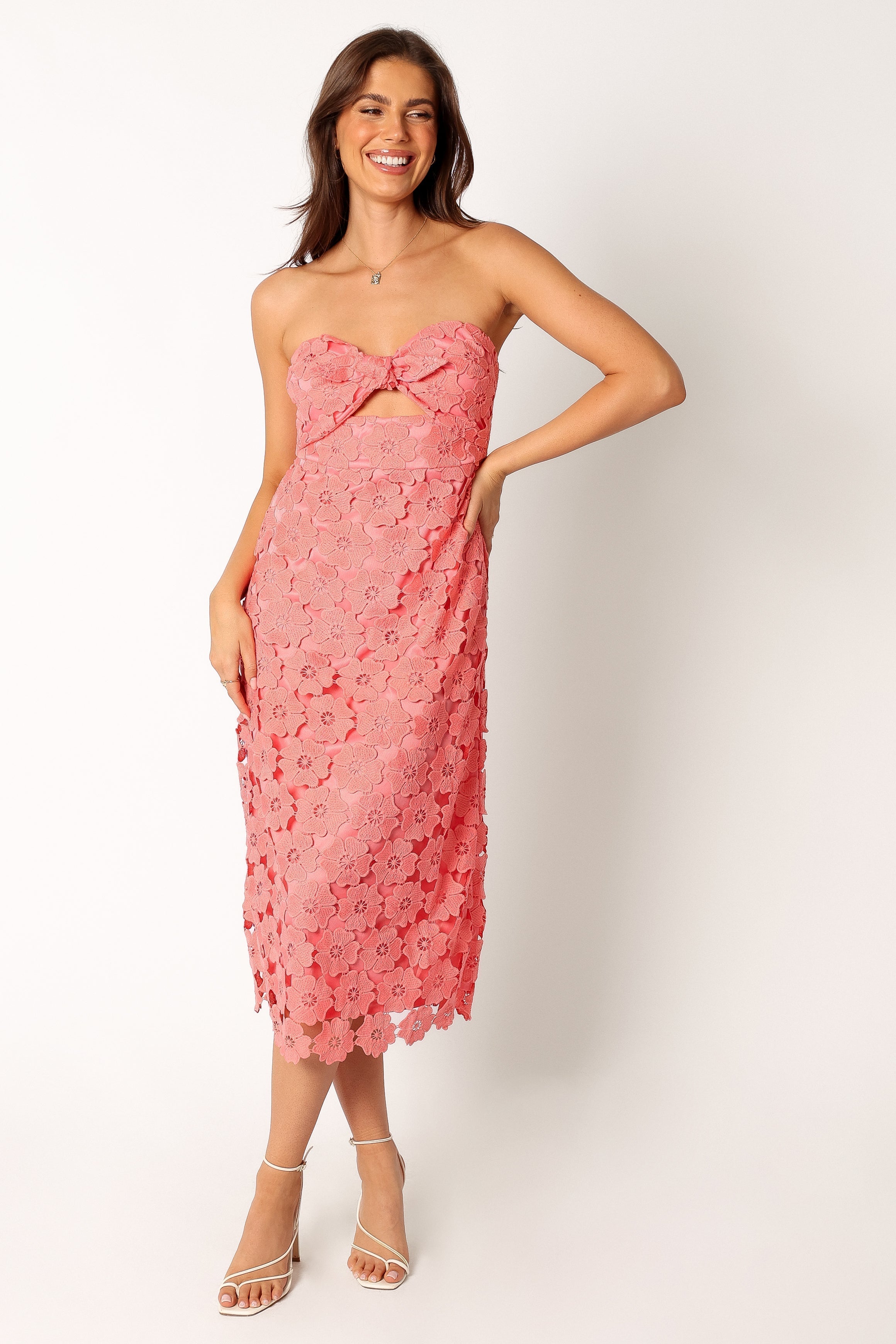 Tyler Strapless Midi Dress - Watermelon