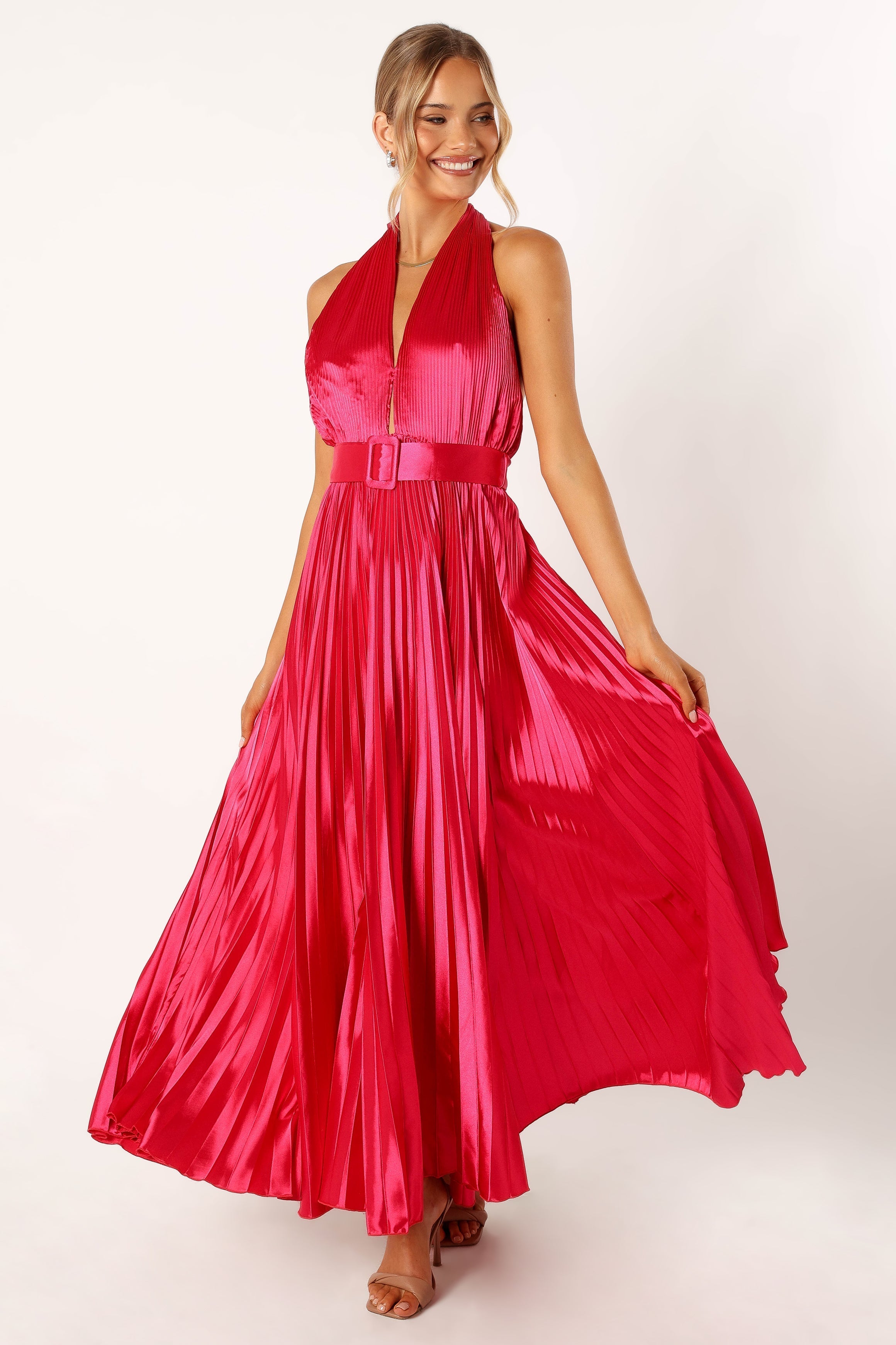 Greta Halterneck Maxi Dress - Magenta